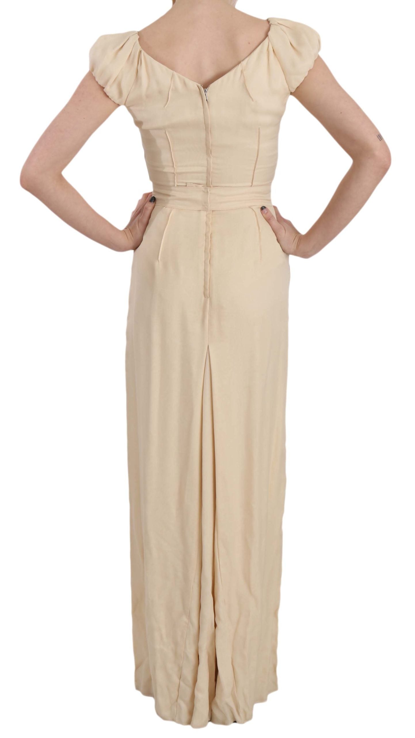 Dolce & Gabbana Vestido columna de seda con mangas ligueros