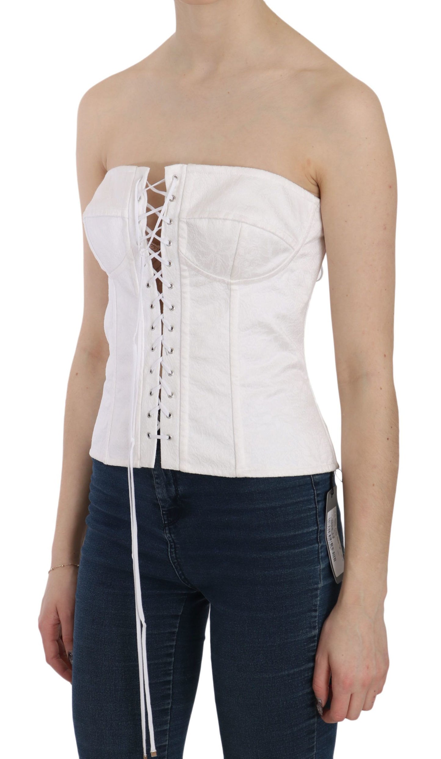 Dolce & Gabbana Elegante top corsé blanco sin tirantes