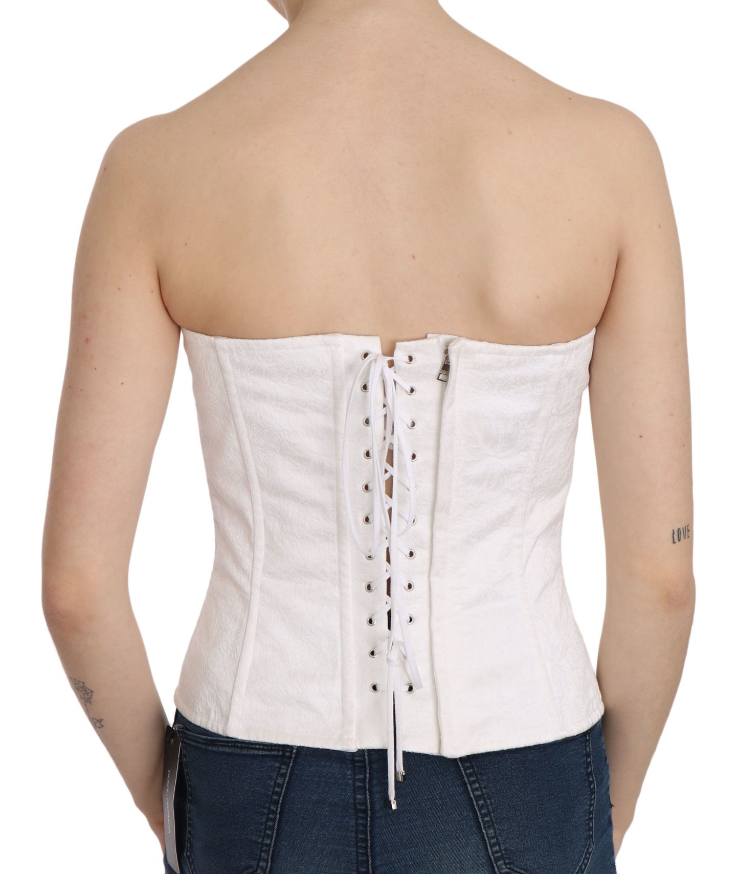 Dolce & Gabbana Elegante top corsé blanco sin tirantes