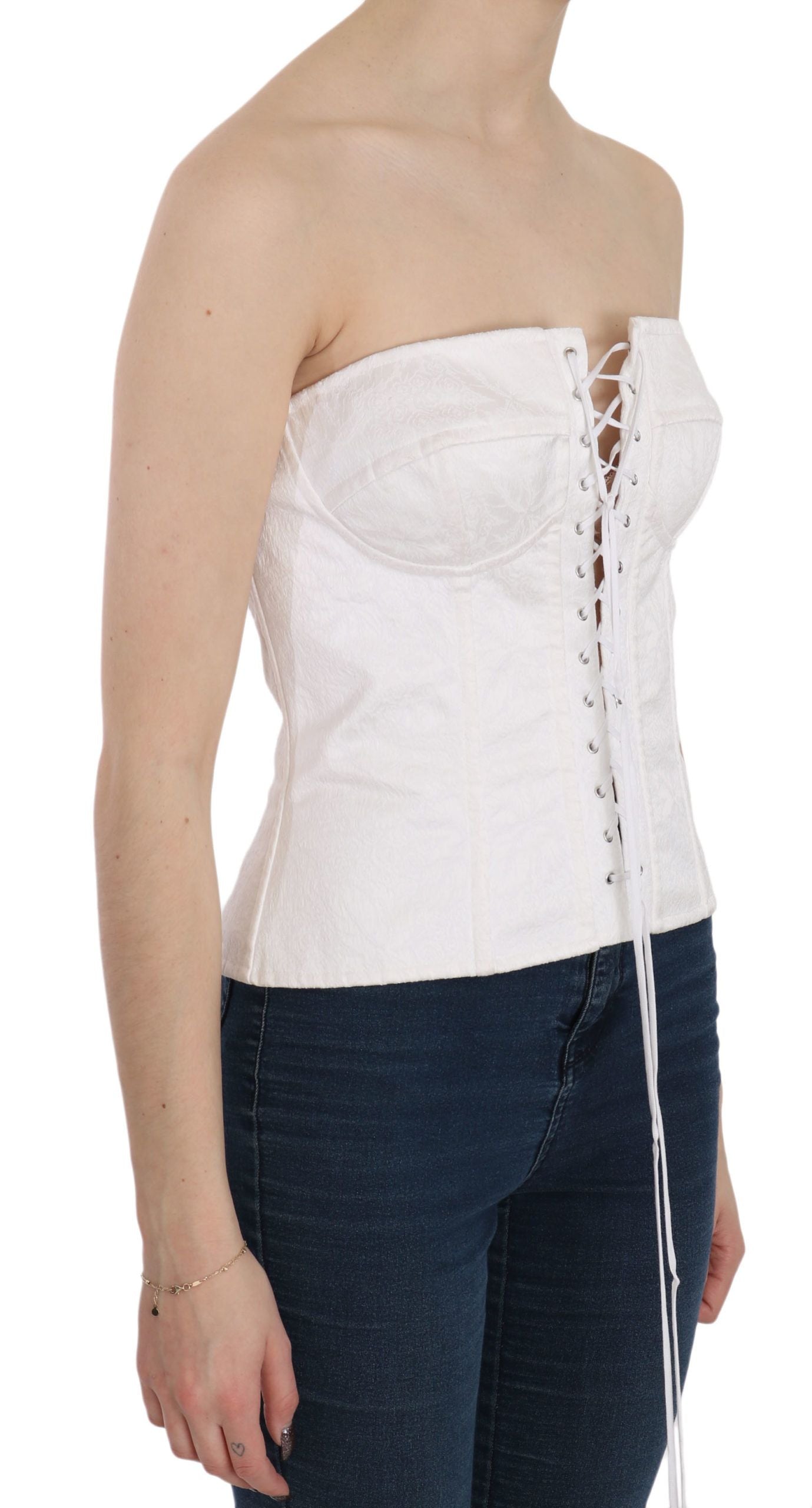 Dolce & Gabbana Elegante top corsé blanco sin tirantes