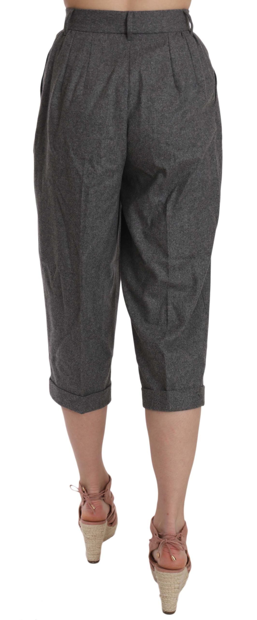 Dolce & Gabbana Elegantes pantalones plisados de lana y cachemira grises