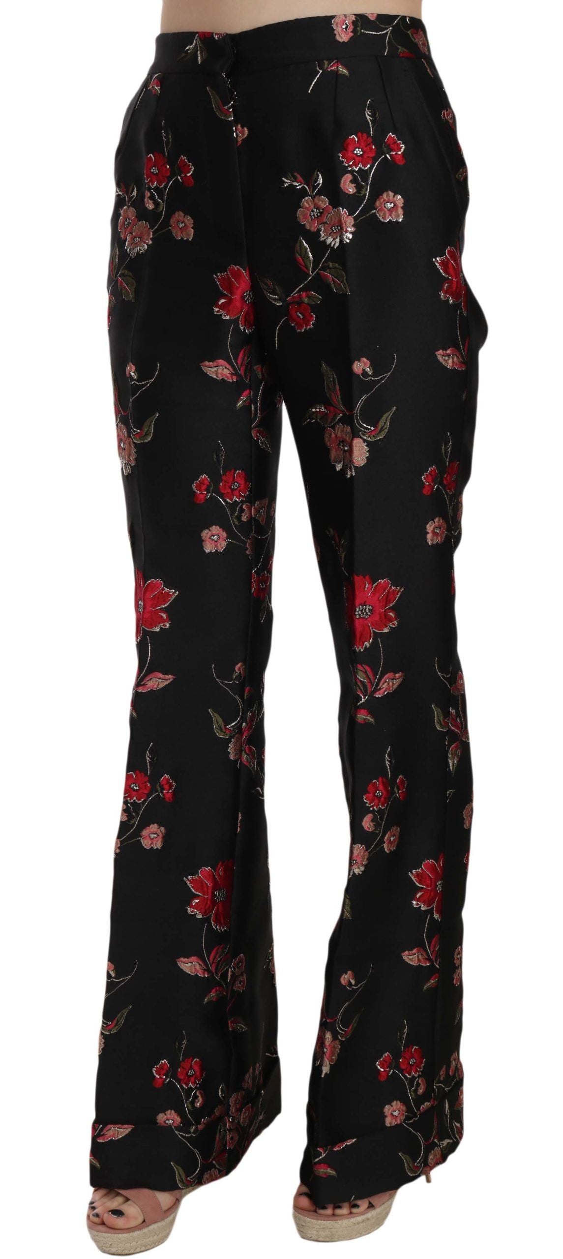 Dolce & Gabbana Pantalones elegantes con corte de bota y estampado floral