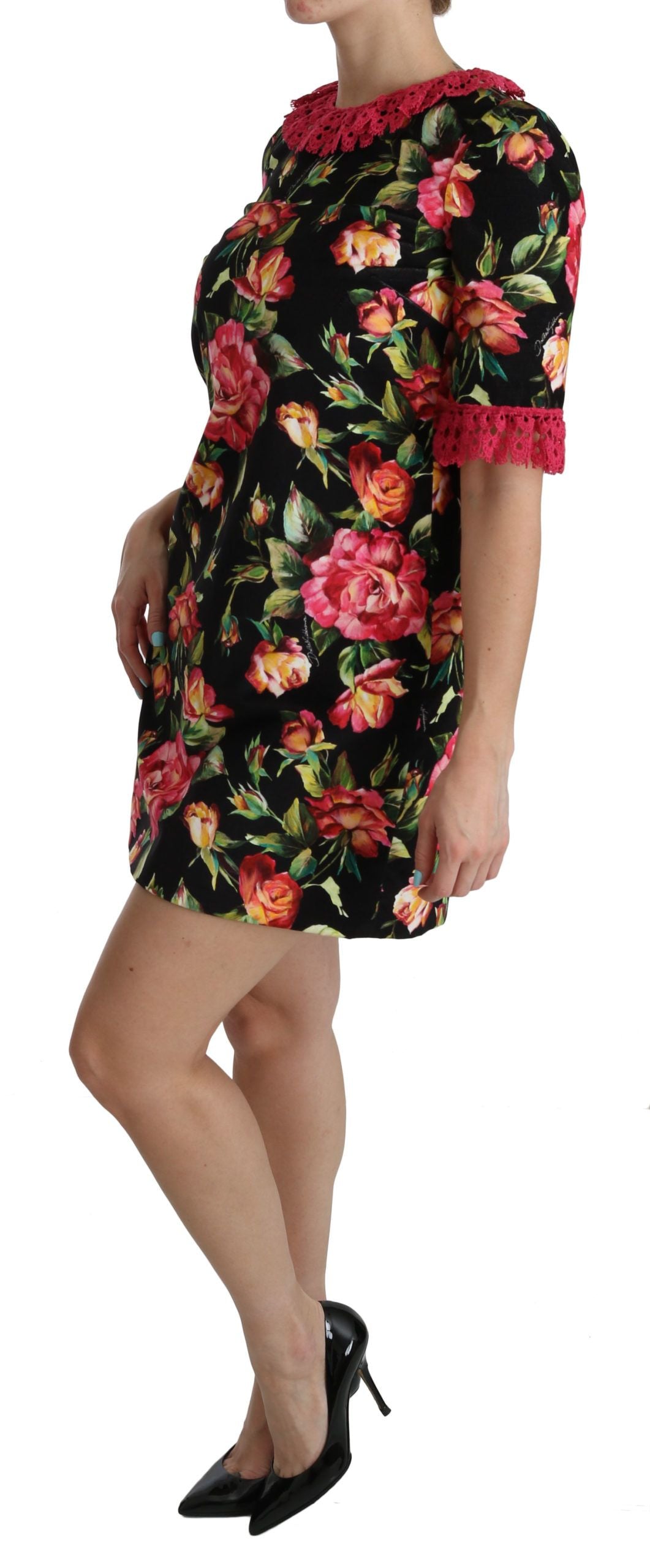Dolce & Gabbana Minivestido evasé elegante de encaje floral