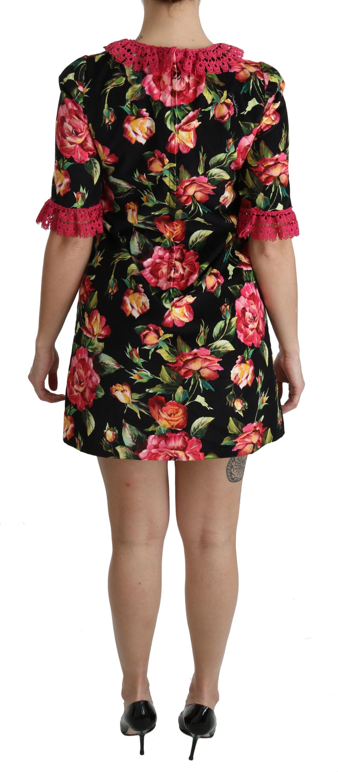 Dolce & Gabbana Minivestido evasé elegante de encaje floral