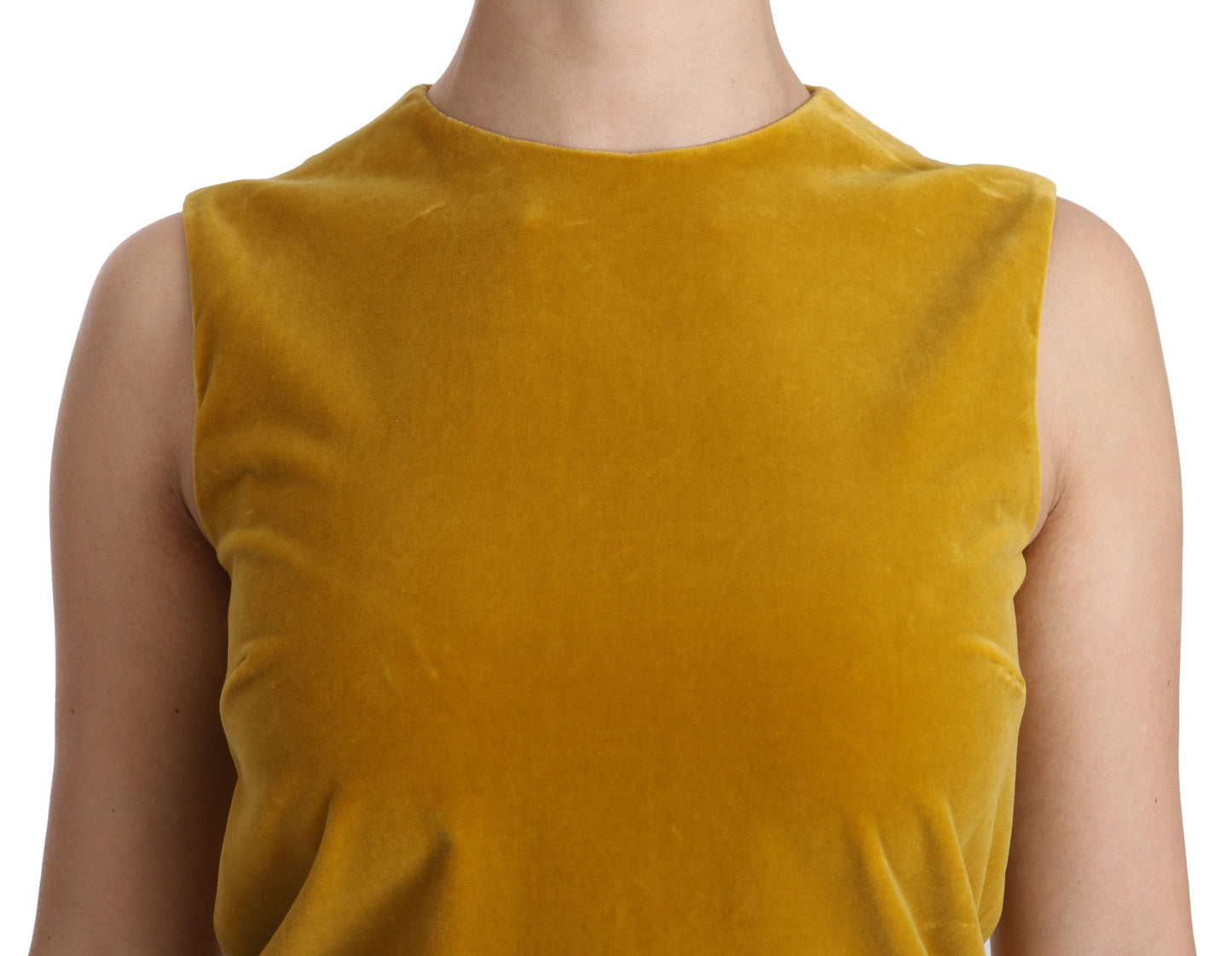 Dolce & Gabbana Minivestido recto de terciopelo mostaza