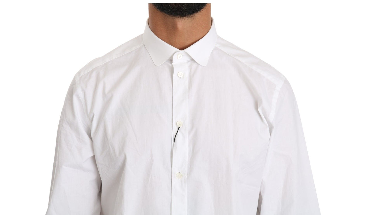 Dolce & Gabbana Elegante camisa blanca de algodón con corte dorado