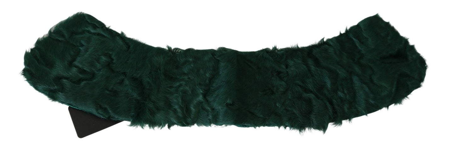 Dolce & Gabbana Elegante bufanda de piel de cordero en verde exuberante