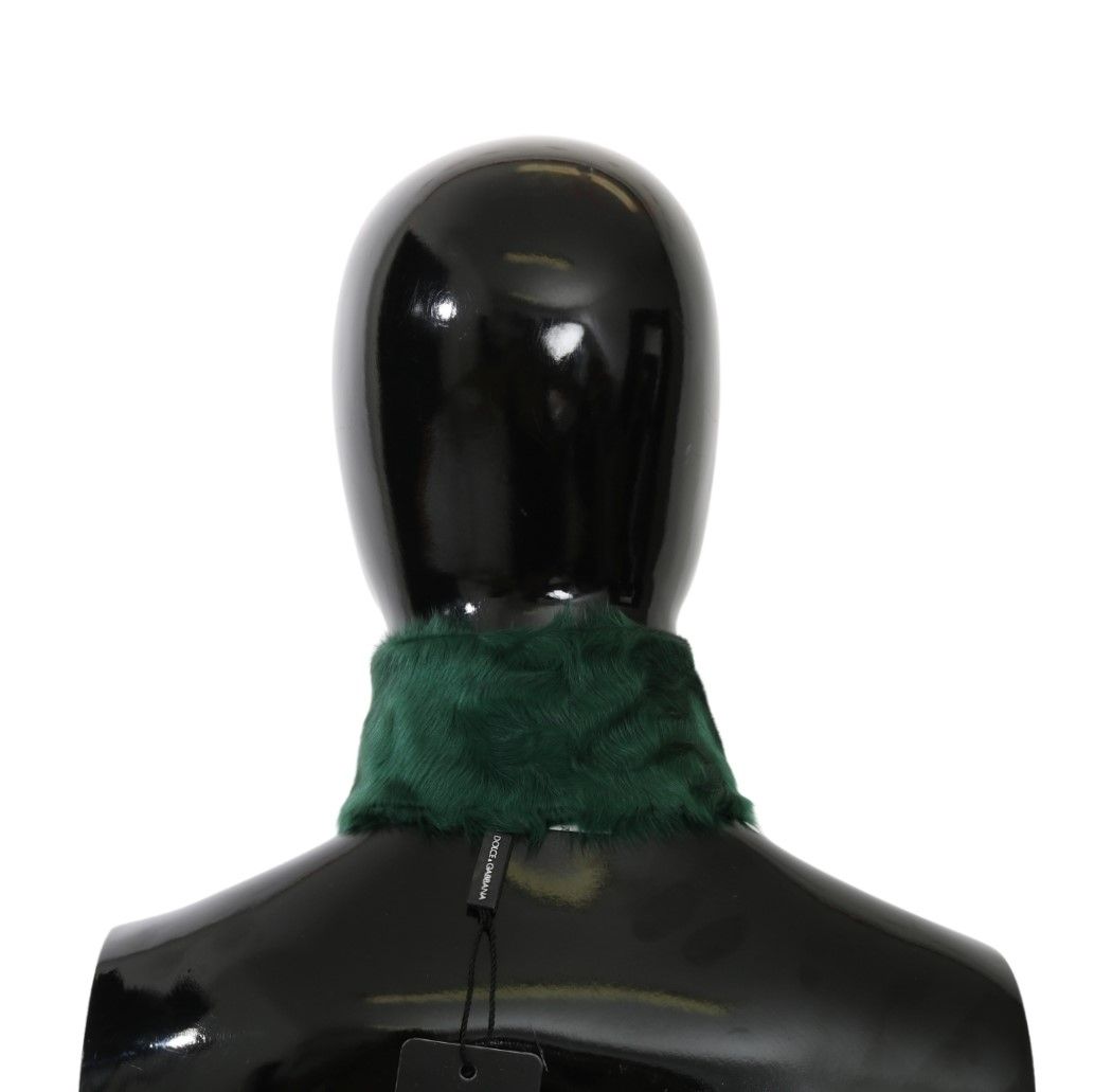 Dolce & Gabbana Bufanda lujosa de piel de cordero verde para mujer