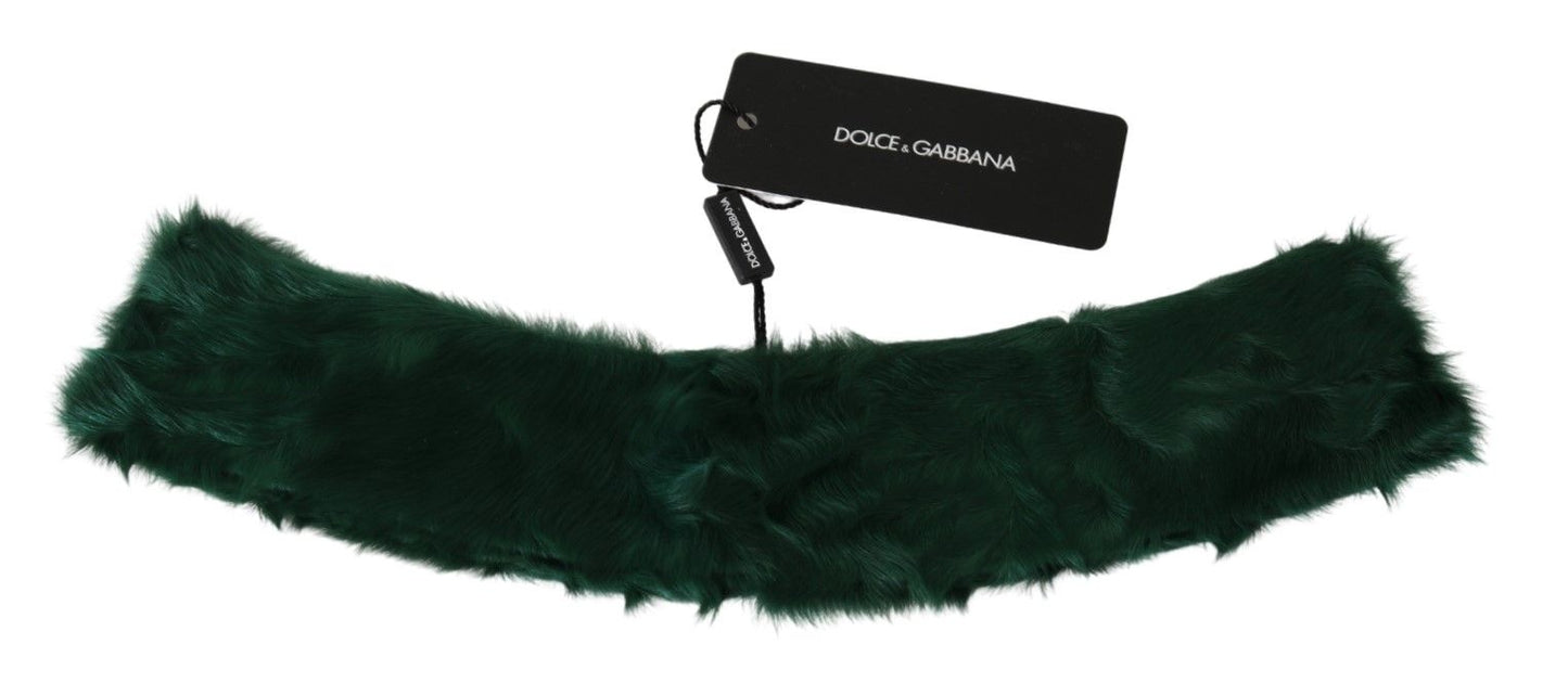 Dolce & Gabbana Bufanda lujosa de piel de cordero verde para mujer