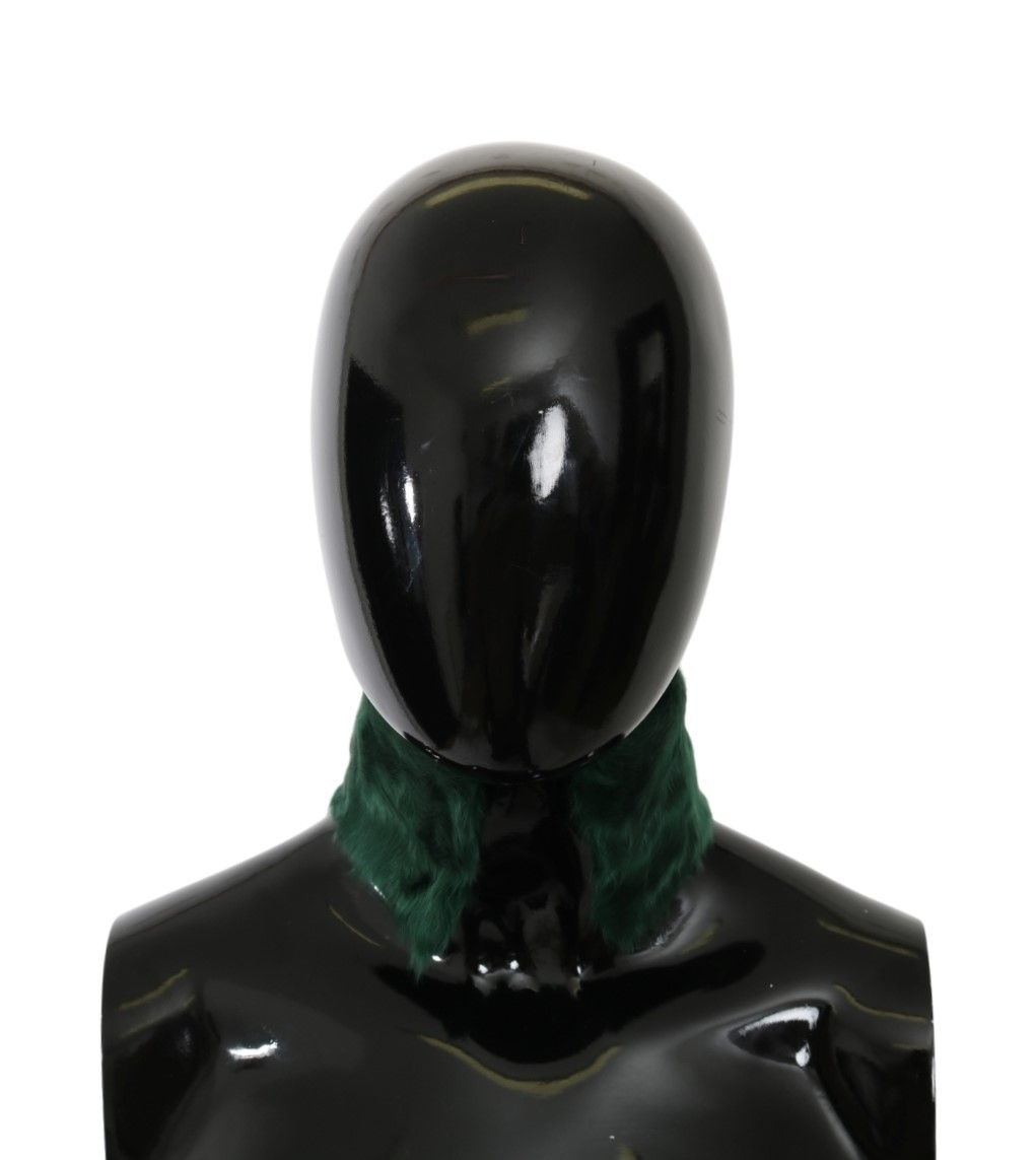 Dolce & Gabbana Bufanda lujosa de piel de cordero verde para mujer