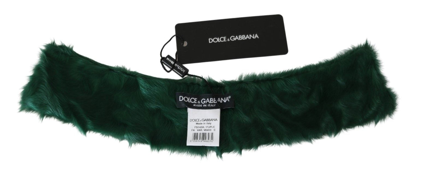 Dolce & Gabbana Bufanda lujosa de piel de cordero verde para mujer
