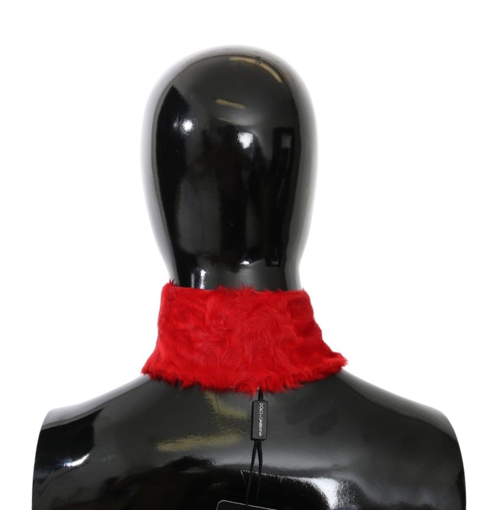 Dolce & Gabbana Elegante bufanda de piel de cordero roja