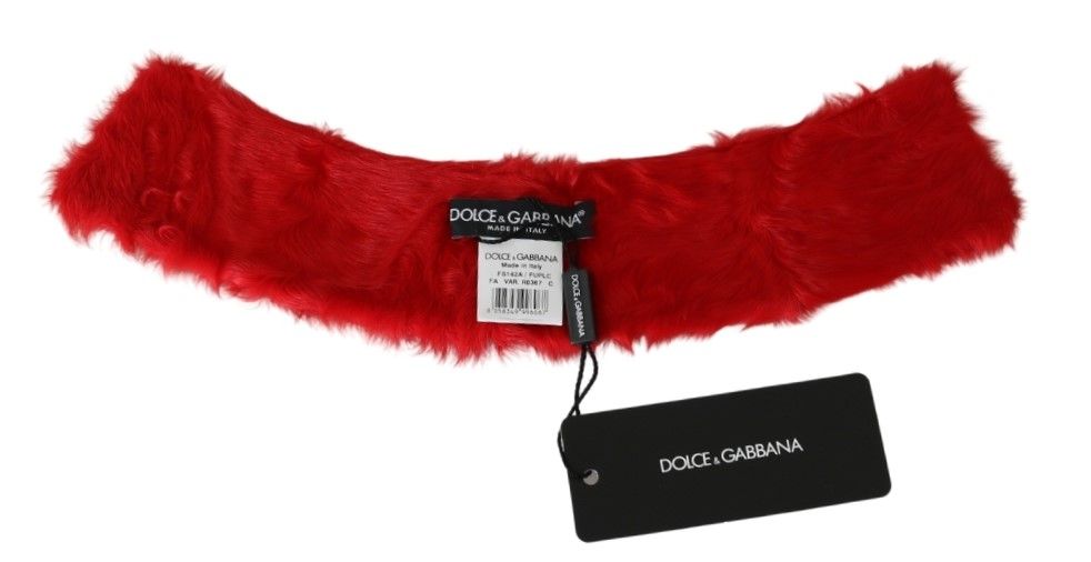 Dolce & Gabbana Elegante bufanda de piel de cordero roja