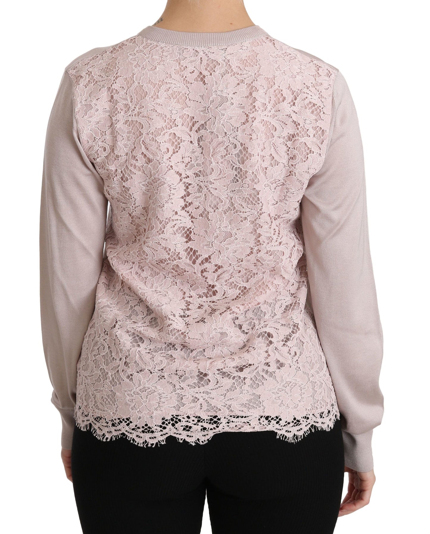 Dolce & Gabbana Cárdigan rosa con cuello redondo en mezcla de seda