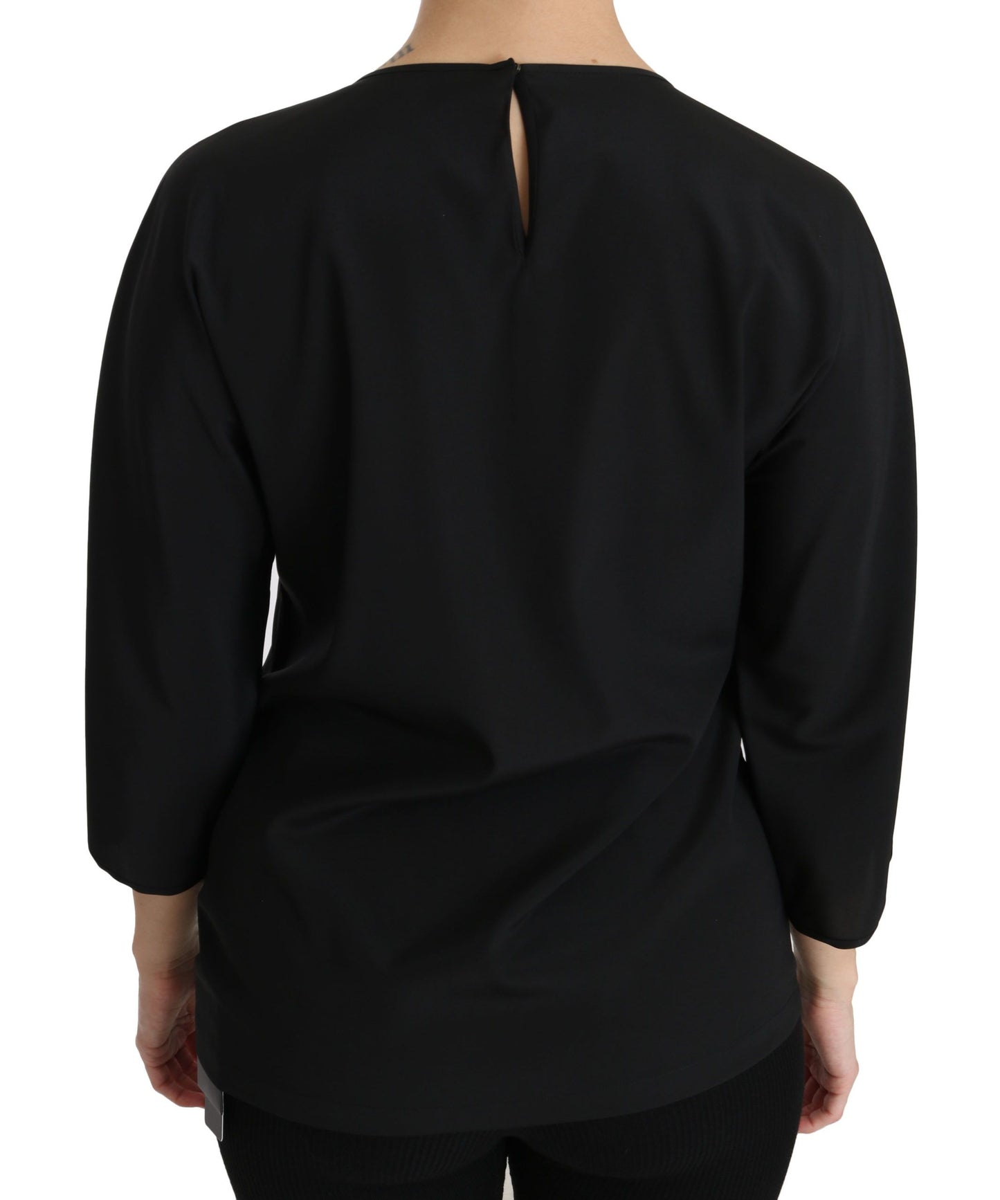 Dolce & Gabbana Elegante top bordado elástico de seda negro