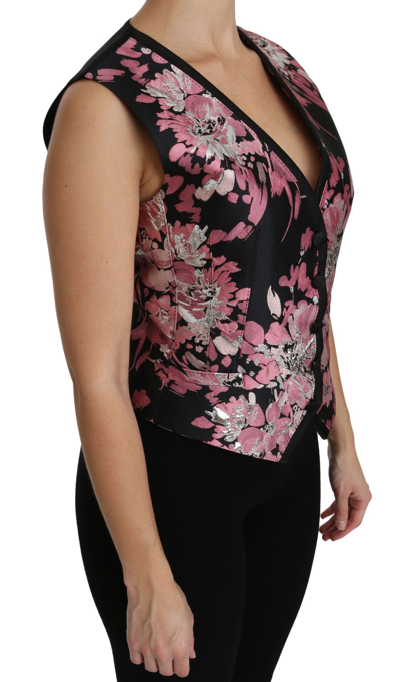 Dolce & Gabbana Top sin mangas con escote pronunciado y brocado floral elegante