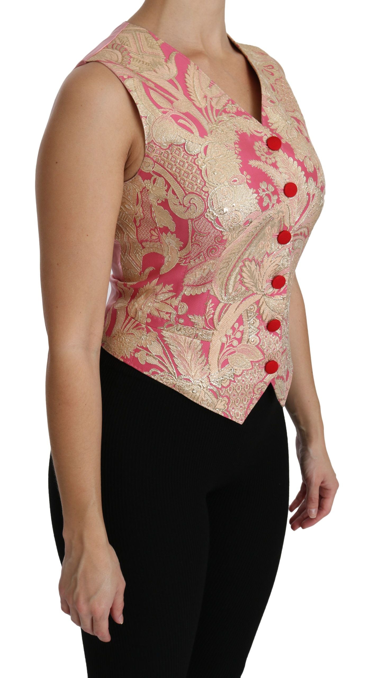 Dolce & Gabbana Top sin mangas elegante en mezcla de seda con cuello en V