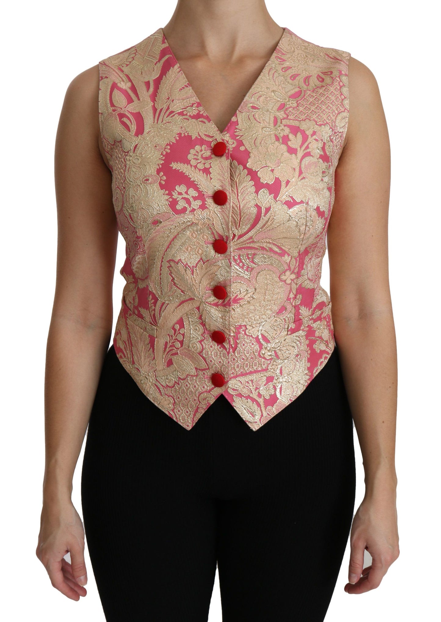 Dolce & Gabbana Top sin mangas elegante en mezcla de seda con cuello en V
