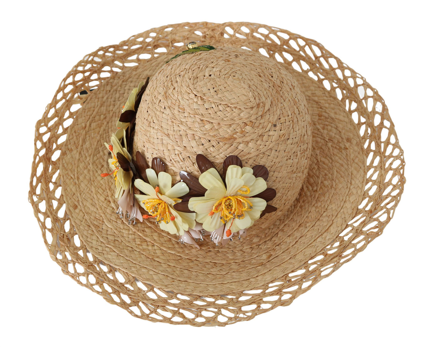 Dolce & Gabbana Elegante sombrero de pescador floral beige