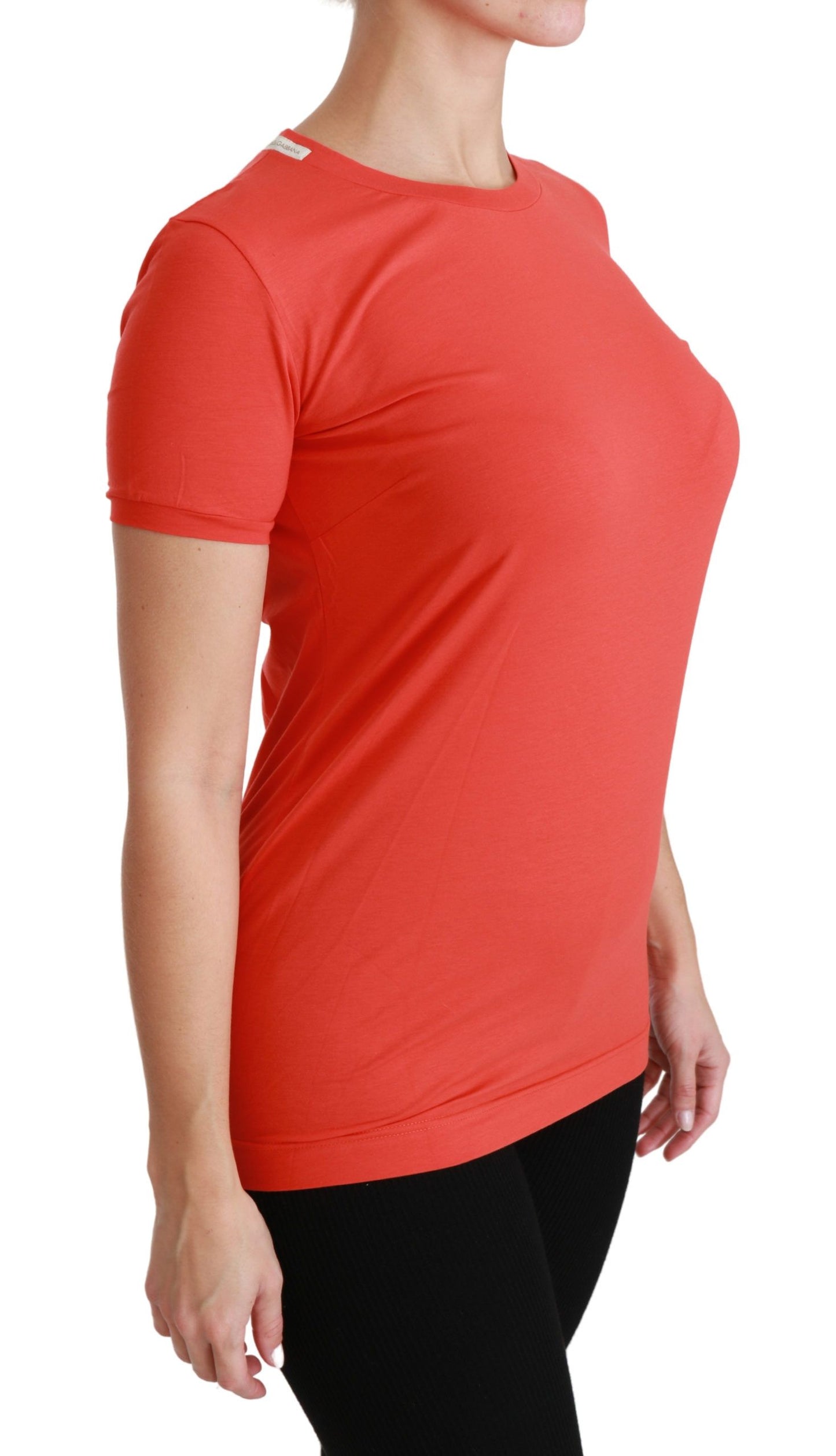 Dolce & Gabbana Elegante camiseta roja de manga corta con cuello redondo