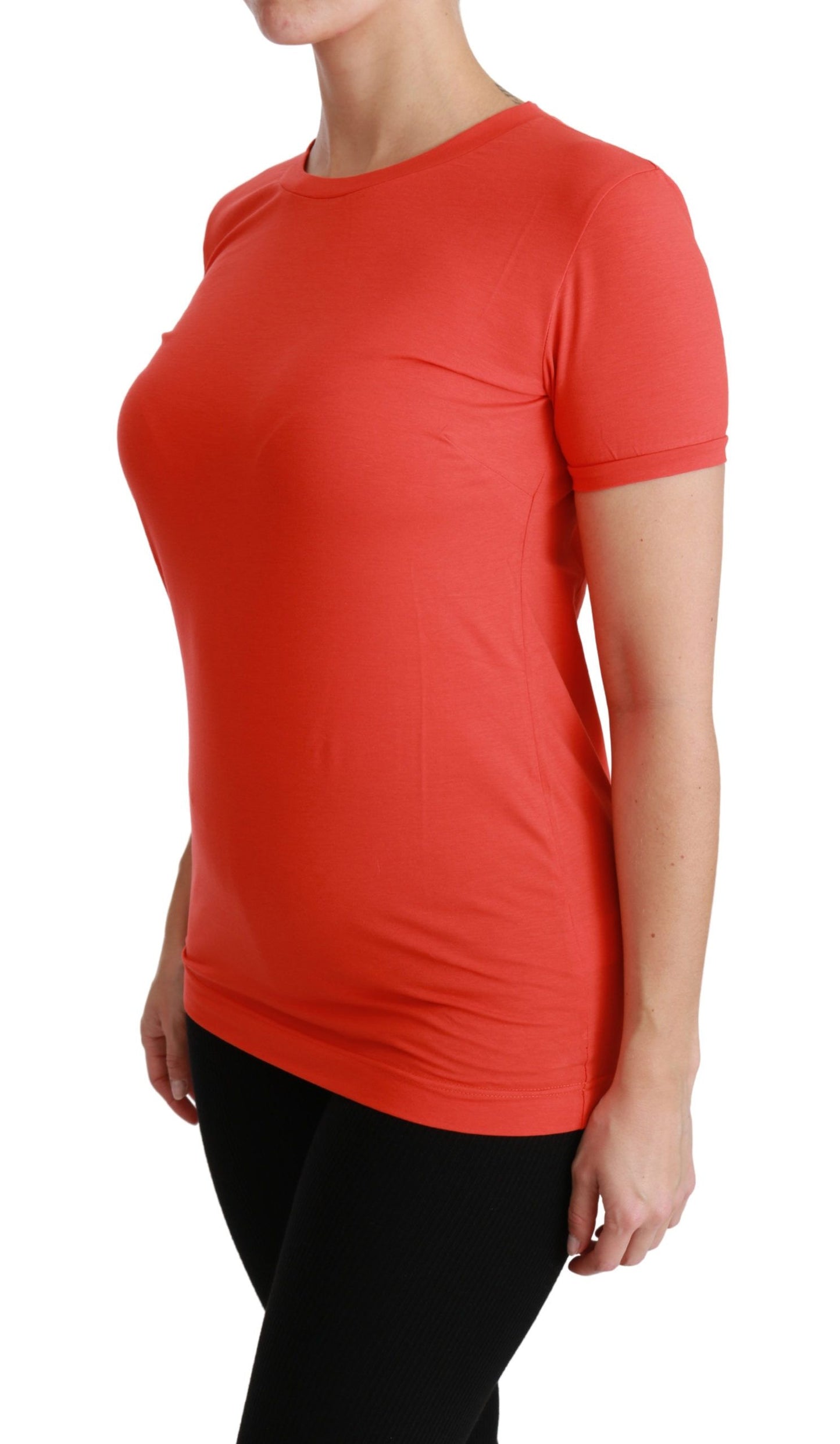 Dolce & Gabbana Elegante camiseta roja de manga corta con cuello redondo