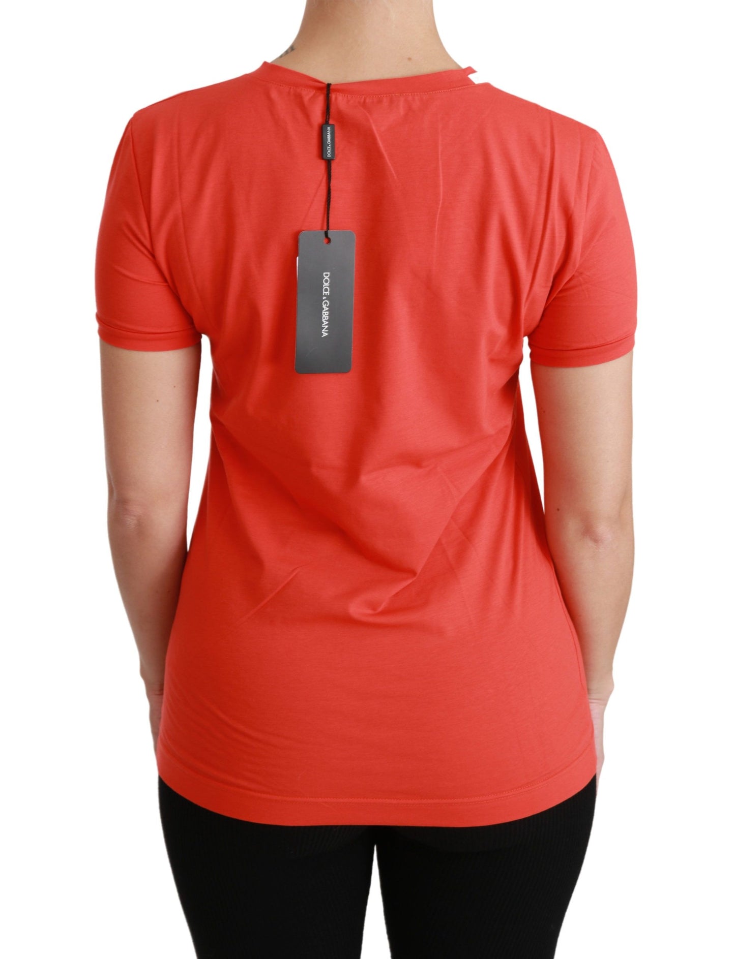 Dolce & Gabbana Elegante camiseta roja de manga corta con cuello redondo