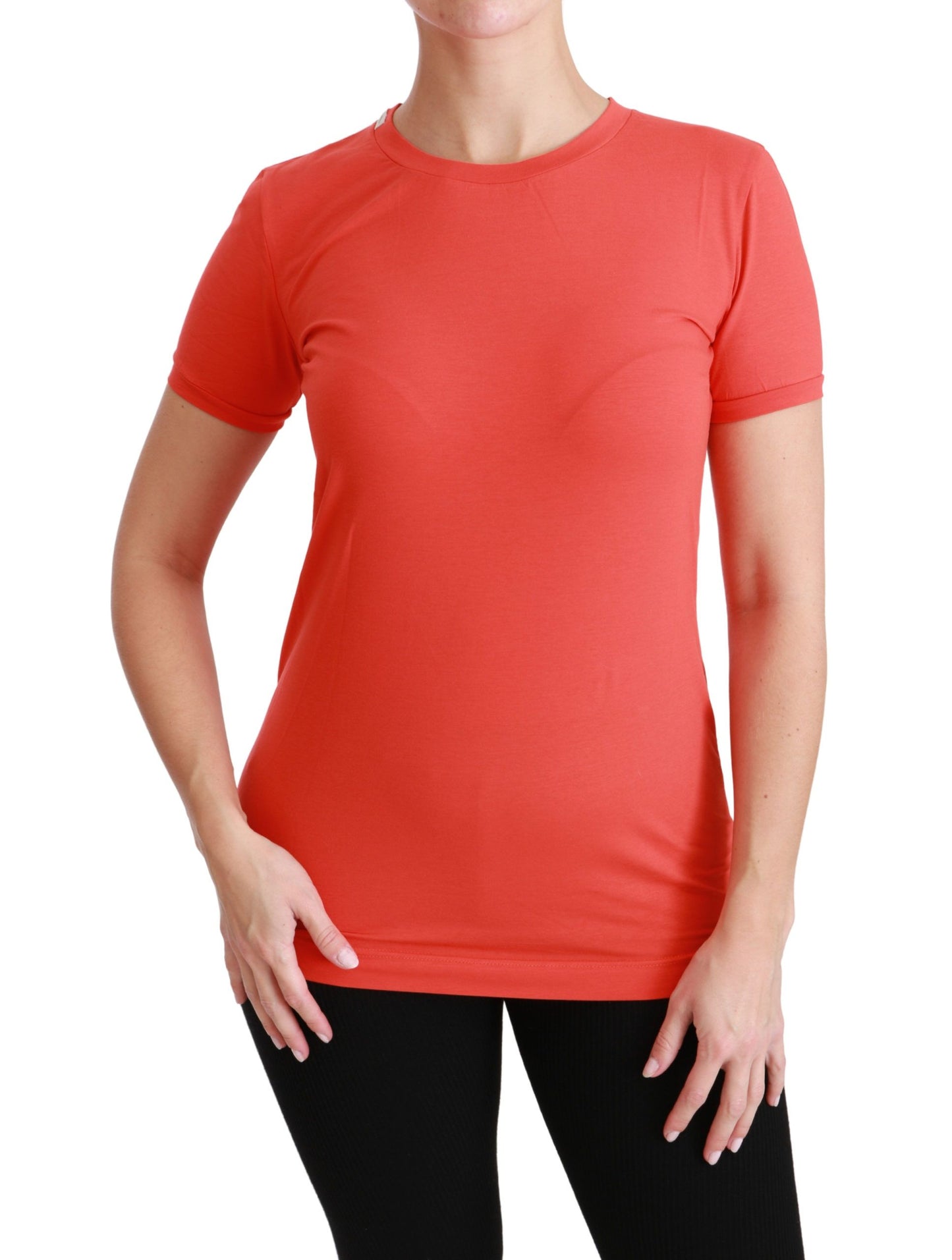 Dolce & Gabbana Elegante camiseta roja de manga corta con cuello redondo