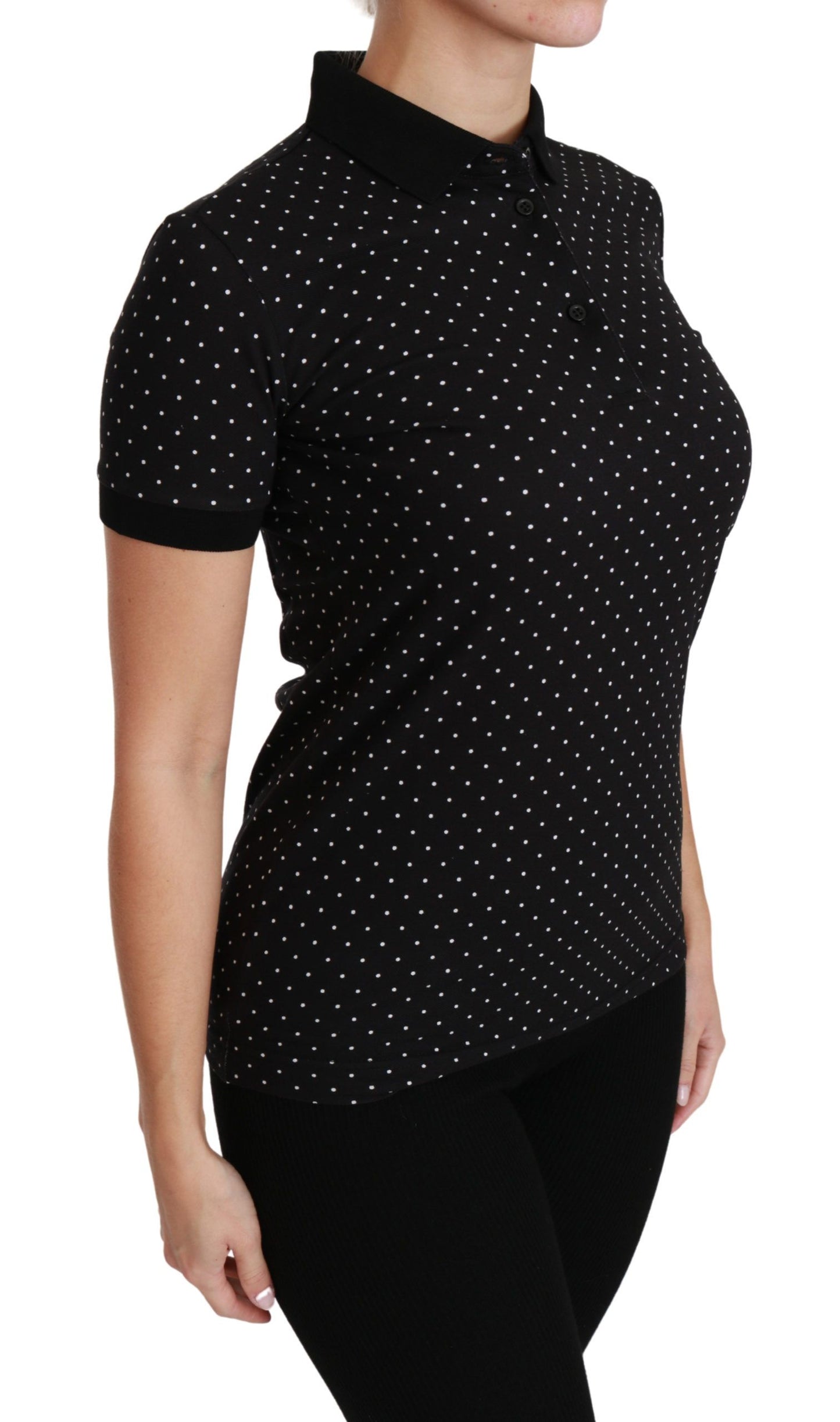 Dolce & Gabbana Elegante polo negro de lunares