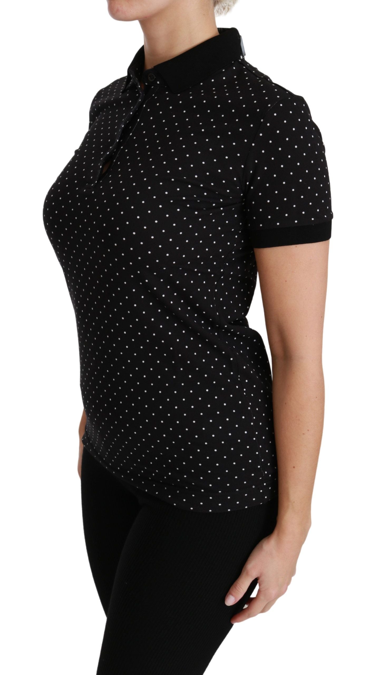 Dolce & Gabbana Elegante polo negro de lunares