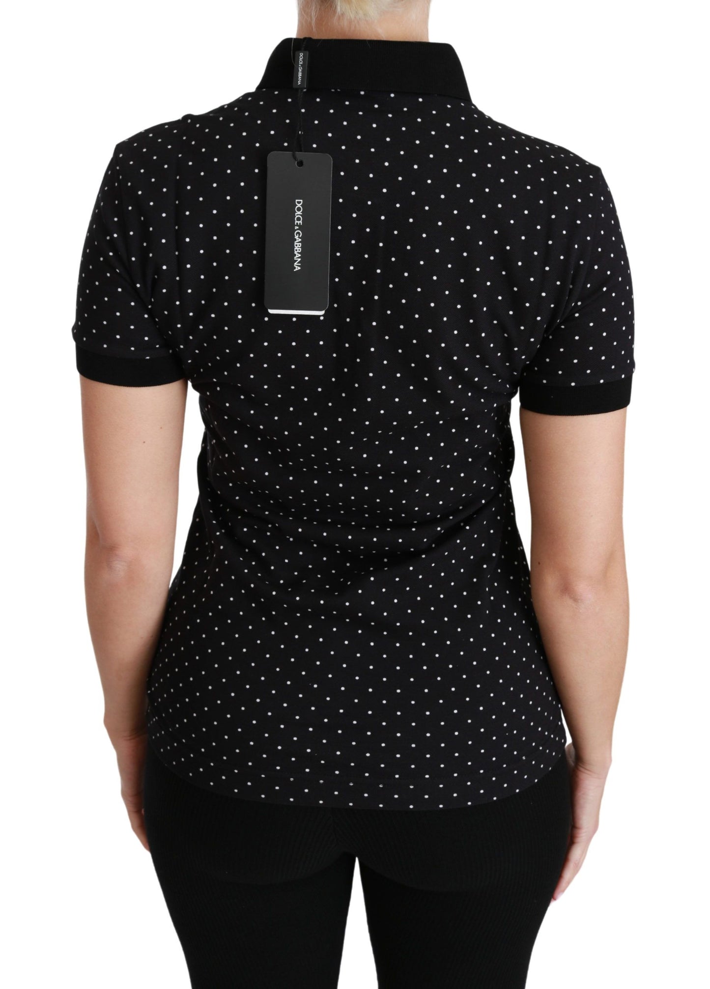 Dolce & Gabbana Elegante polo negro de lunares