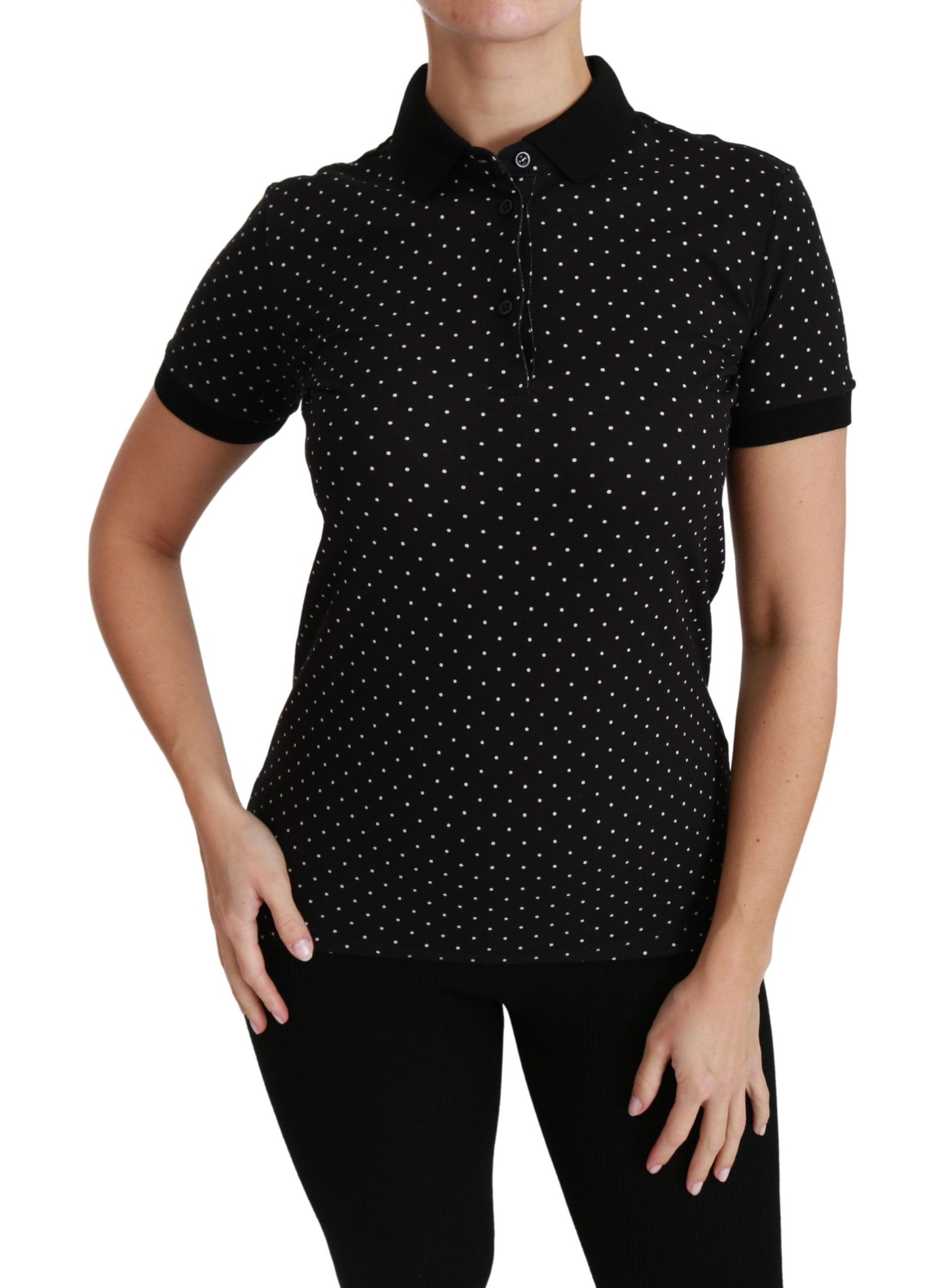 Dolce & Gabbana Elegante polo negro de lunares