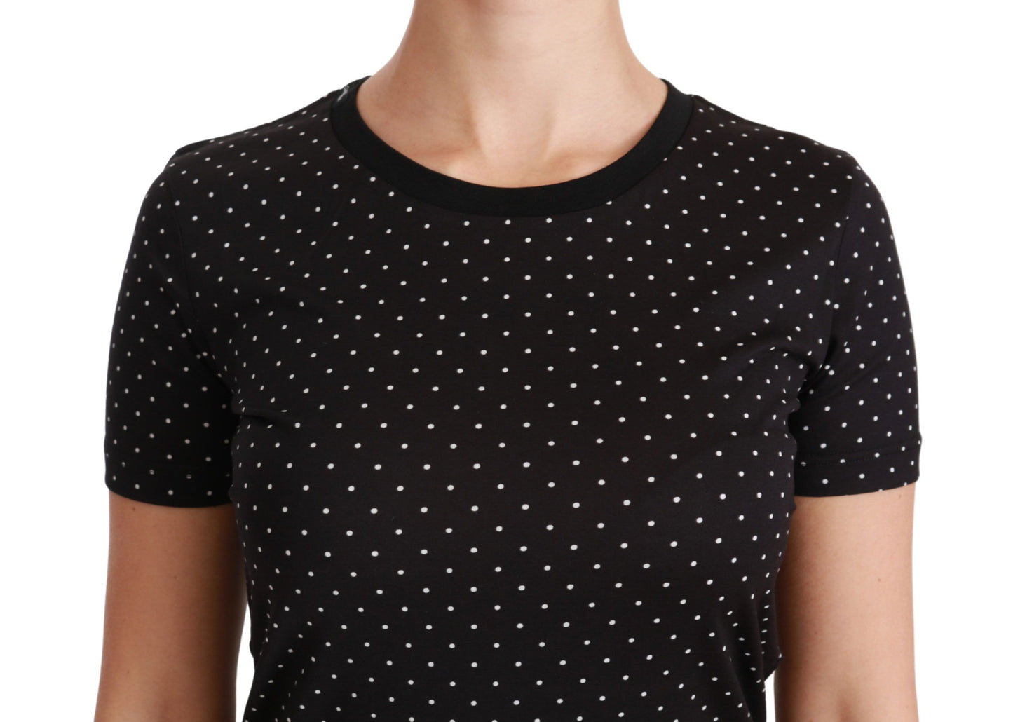 Dolce & Gabbana Camiseta elegante de algodón con cuello redondo y puntos negros