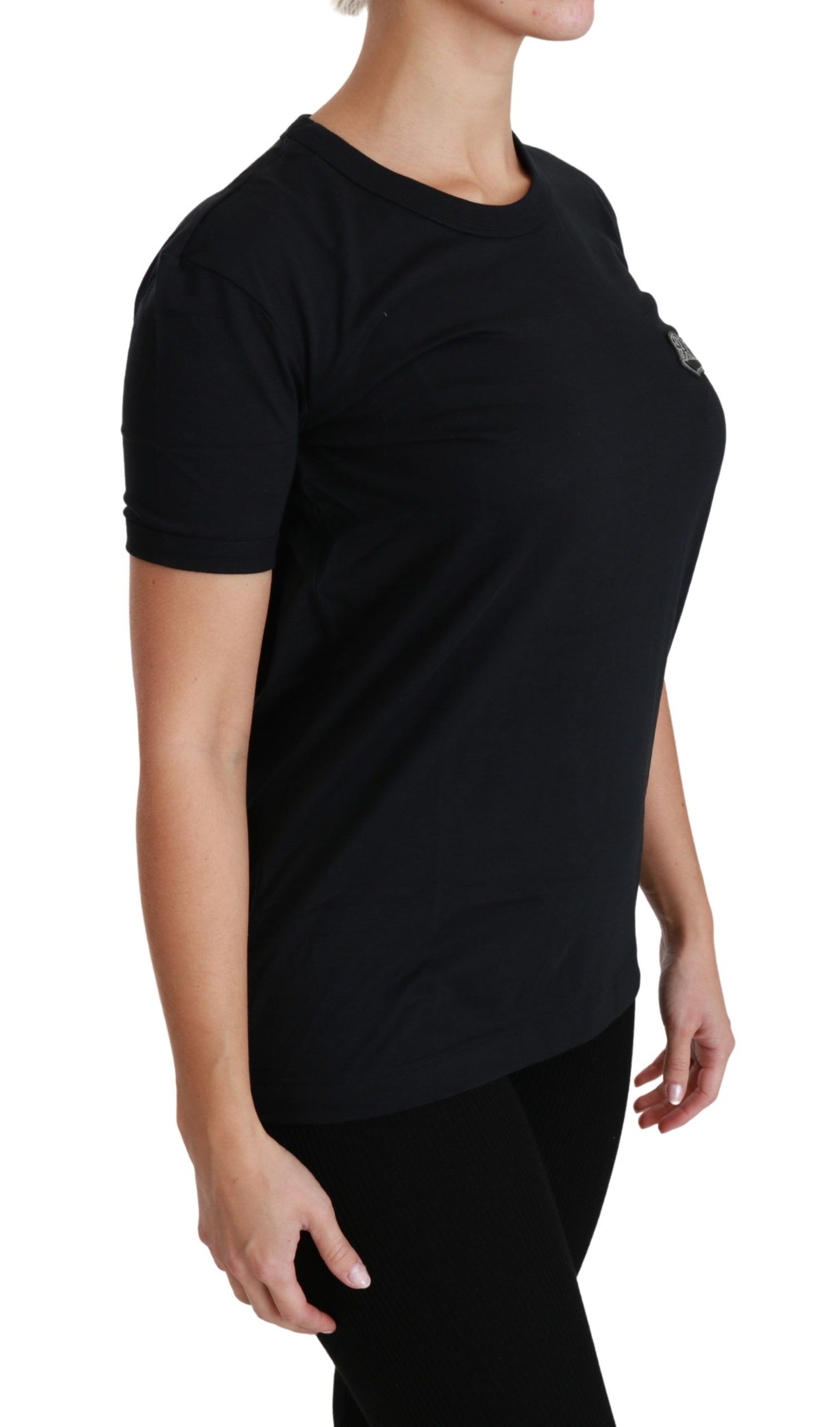 Dolce & Gabbana Elegante camiseta azul Amore con cuello redondo