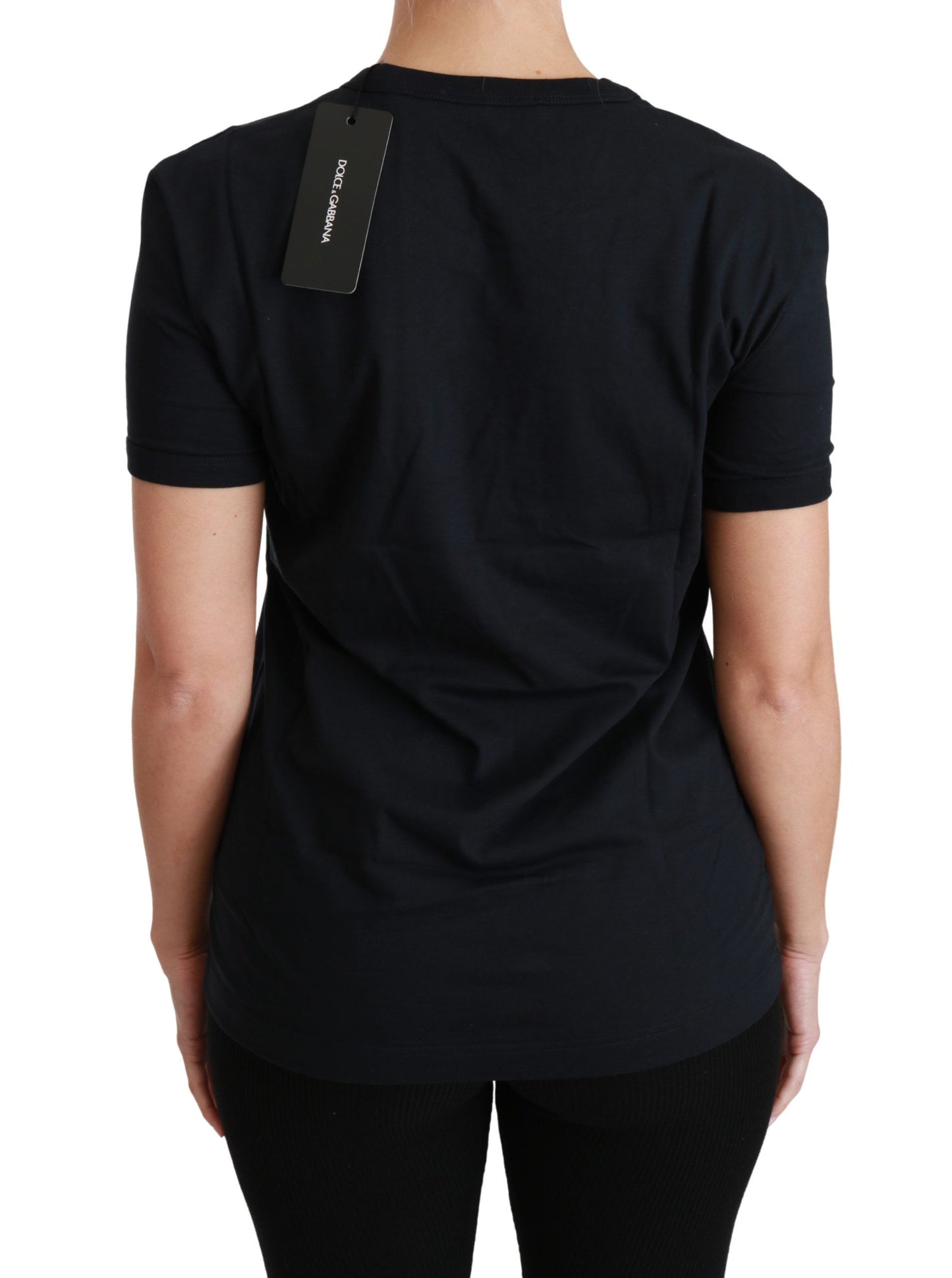 Dolce & Gabbana Elegante camiseta azul Amore con cuello redondo