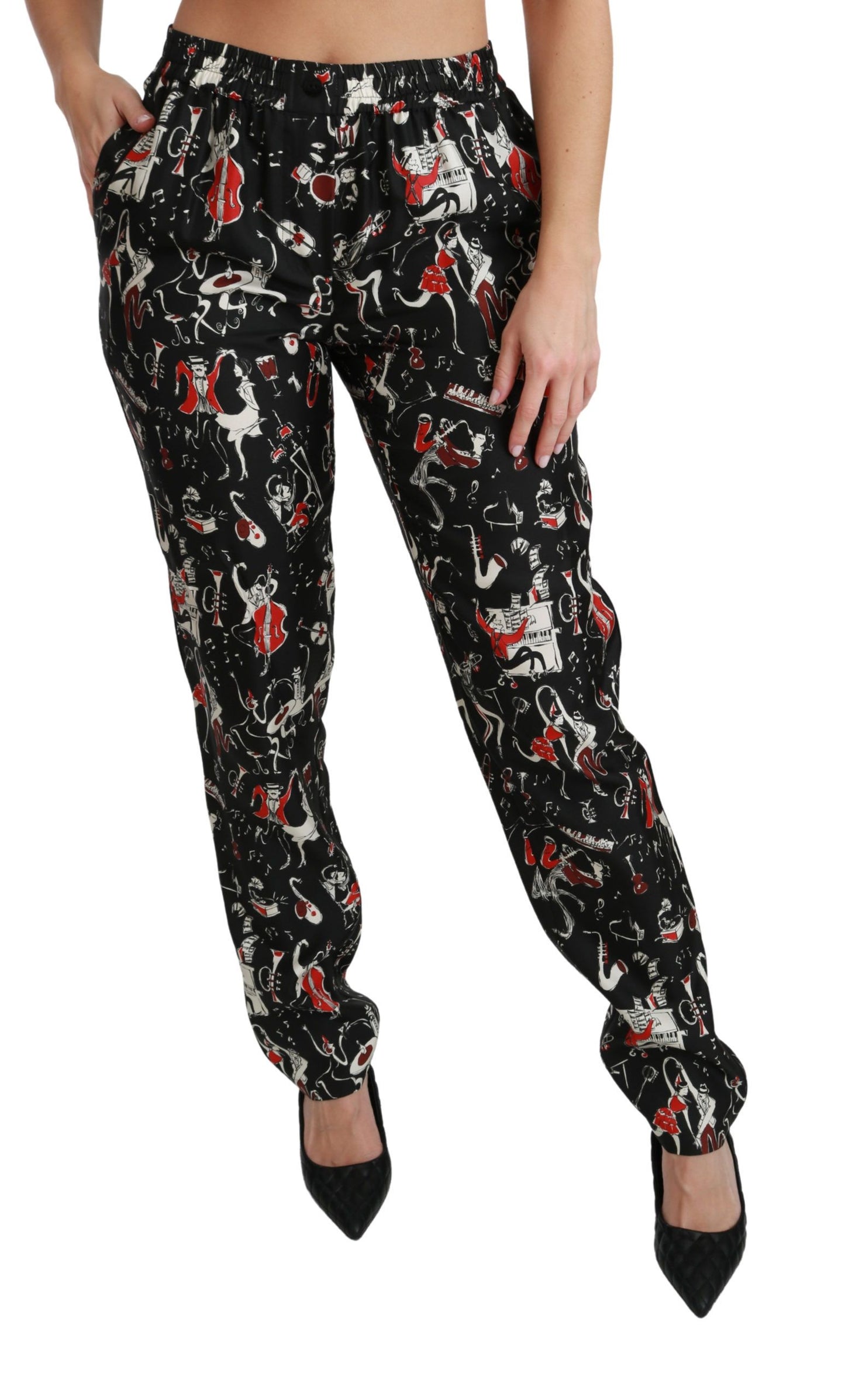 Dolce & Gabbana Pantalones elegantes de seda y corte ajustado a media cintura