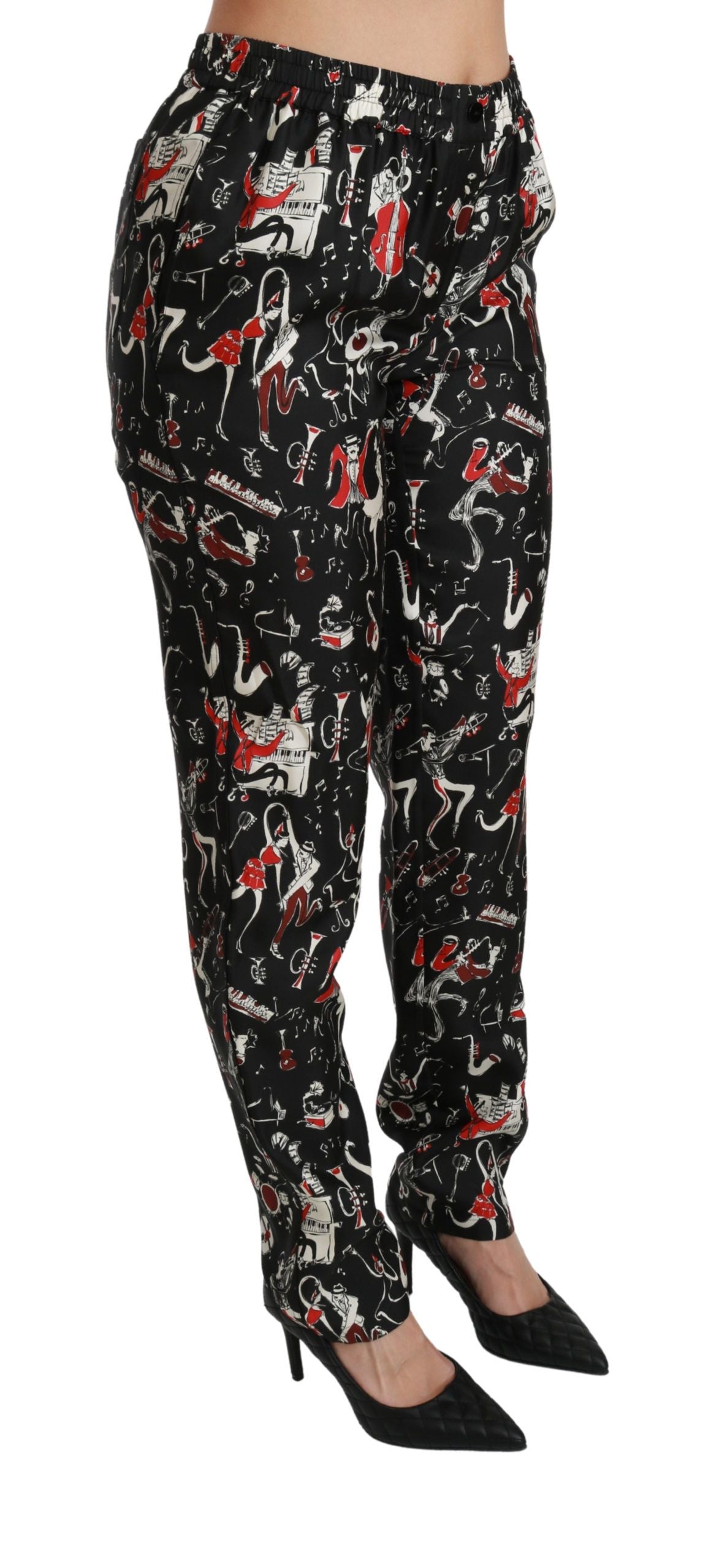 Dolce & Gabbana Pantalones elegantes de seda y corte ajustado a media cintura