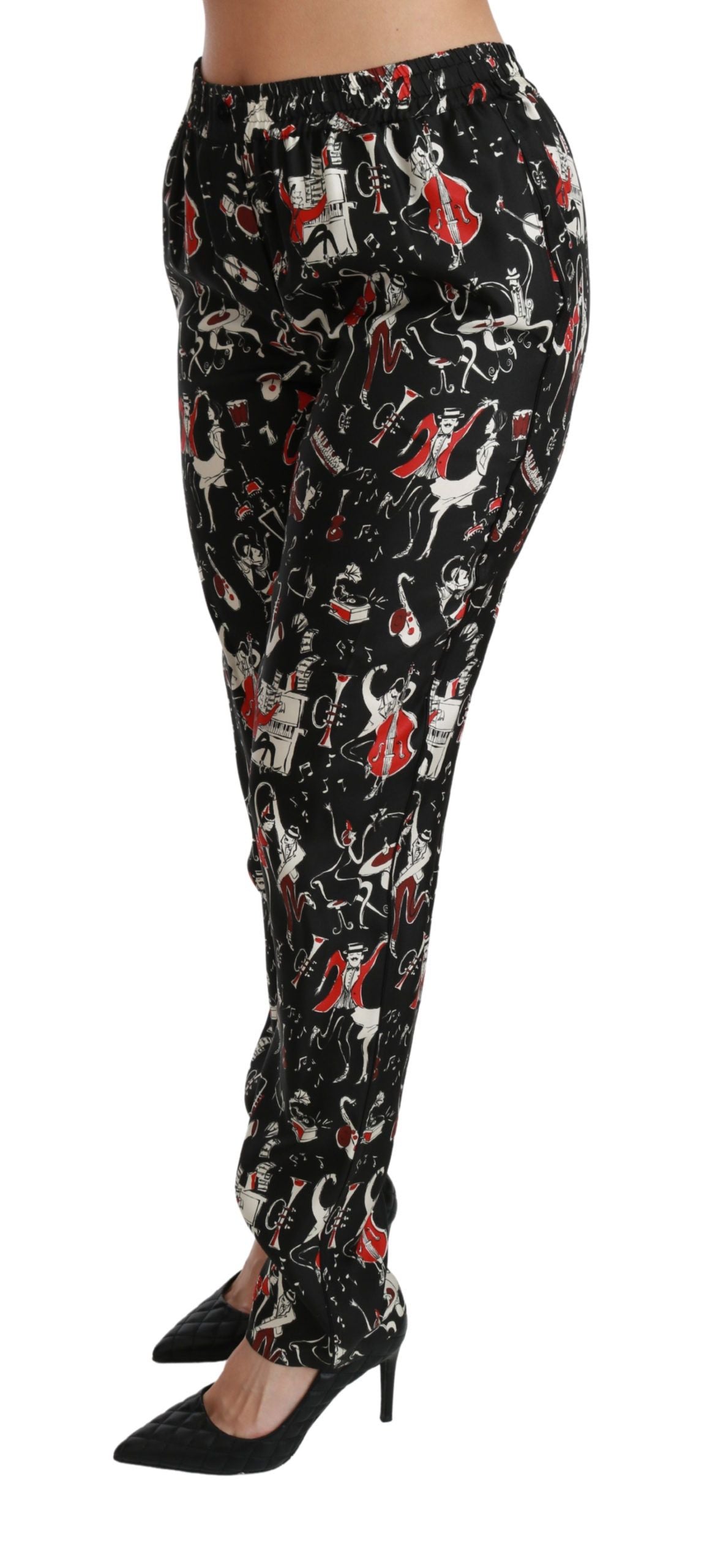 Dolce & Gabbana Pantalones elegantes de seda y corte ajustado a media cintura