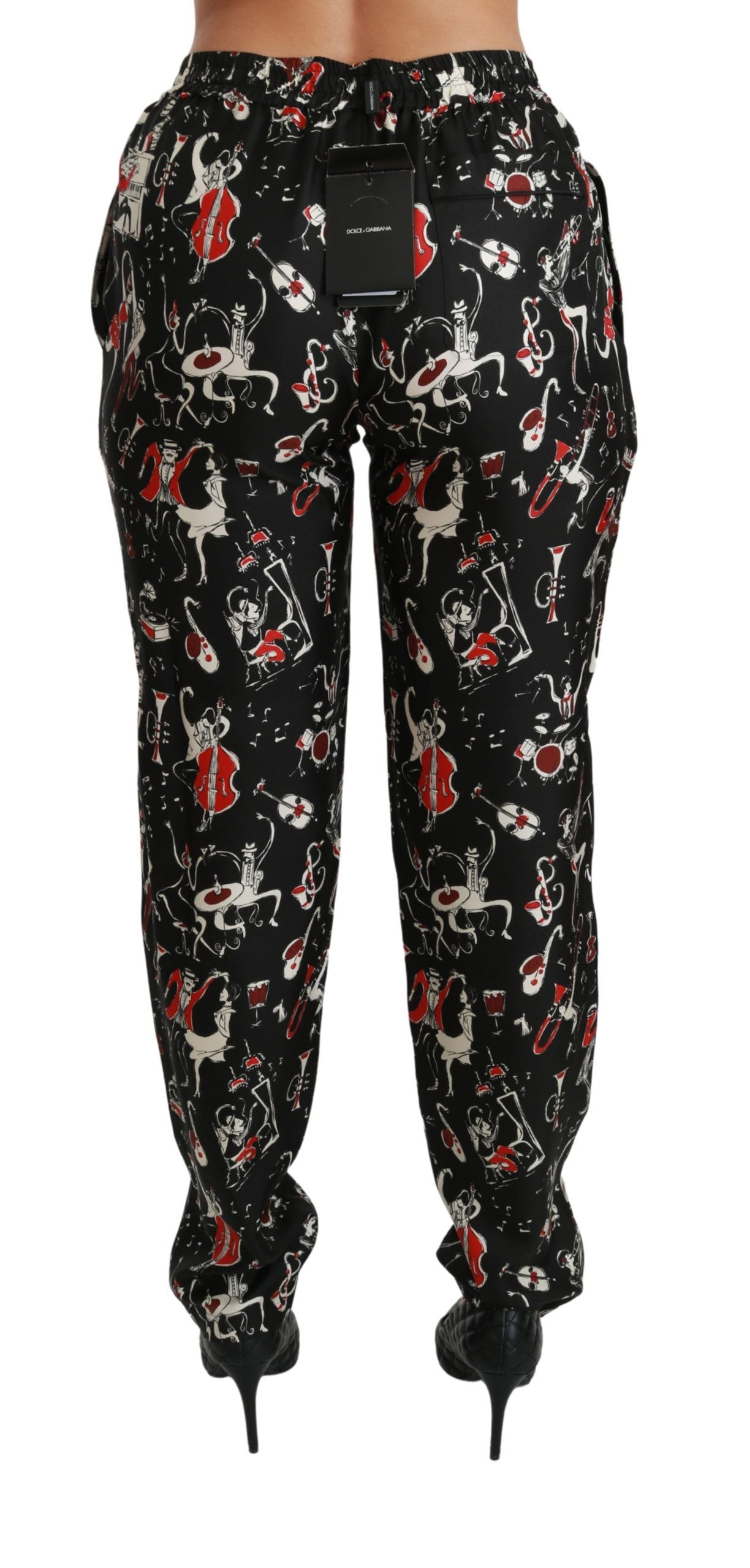 Dolce & Gabbana Pantalones elegantes de seda y corte ajustado a media cintura