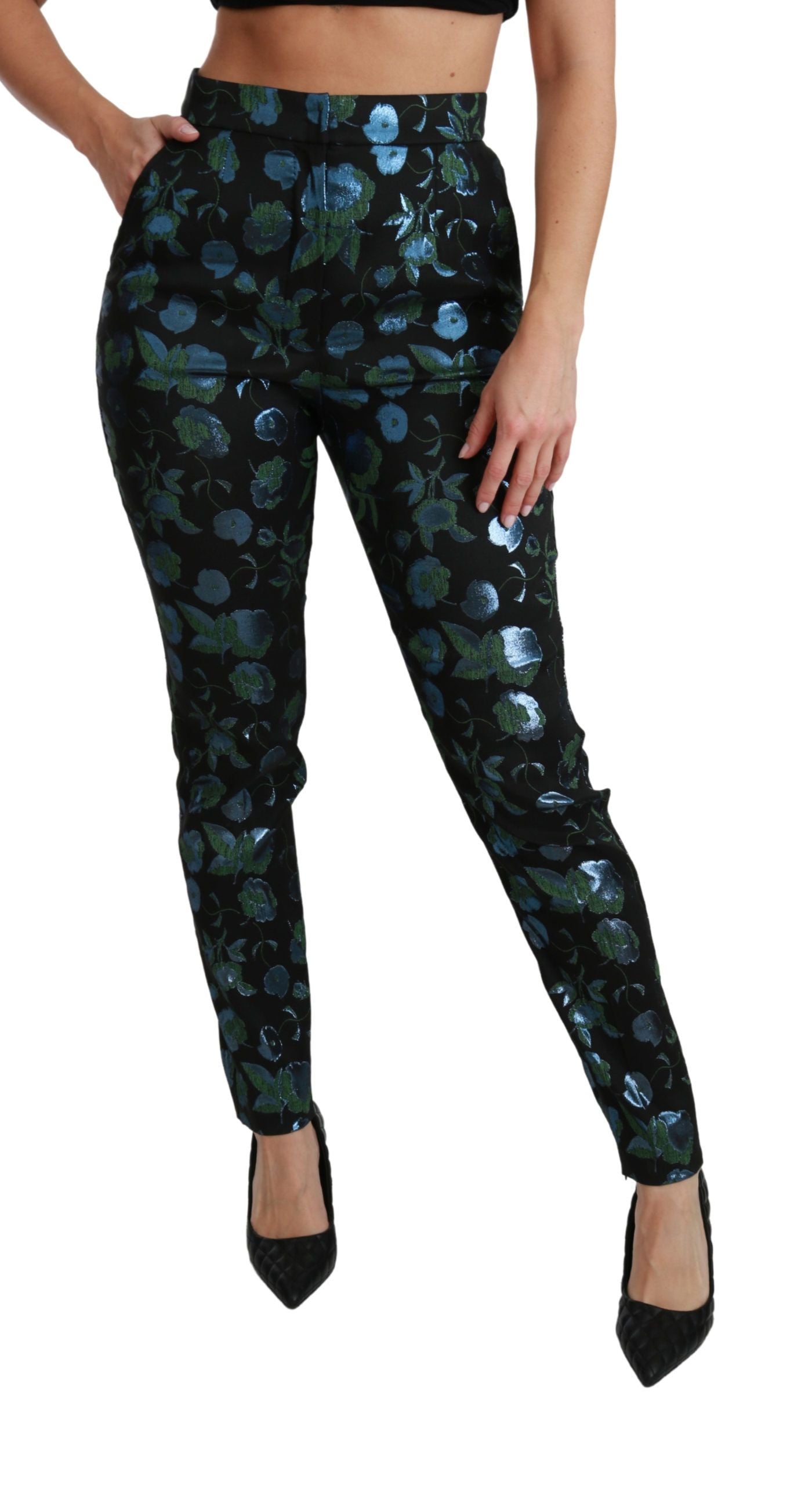 Dolce & Gabbana Pantalones pitillo de talle alto con estampado floral