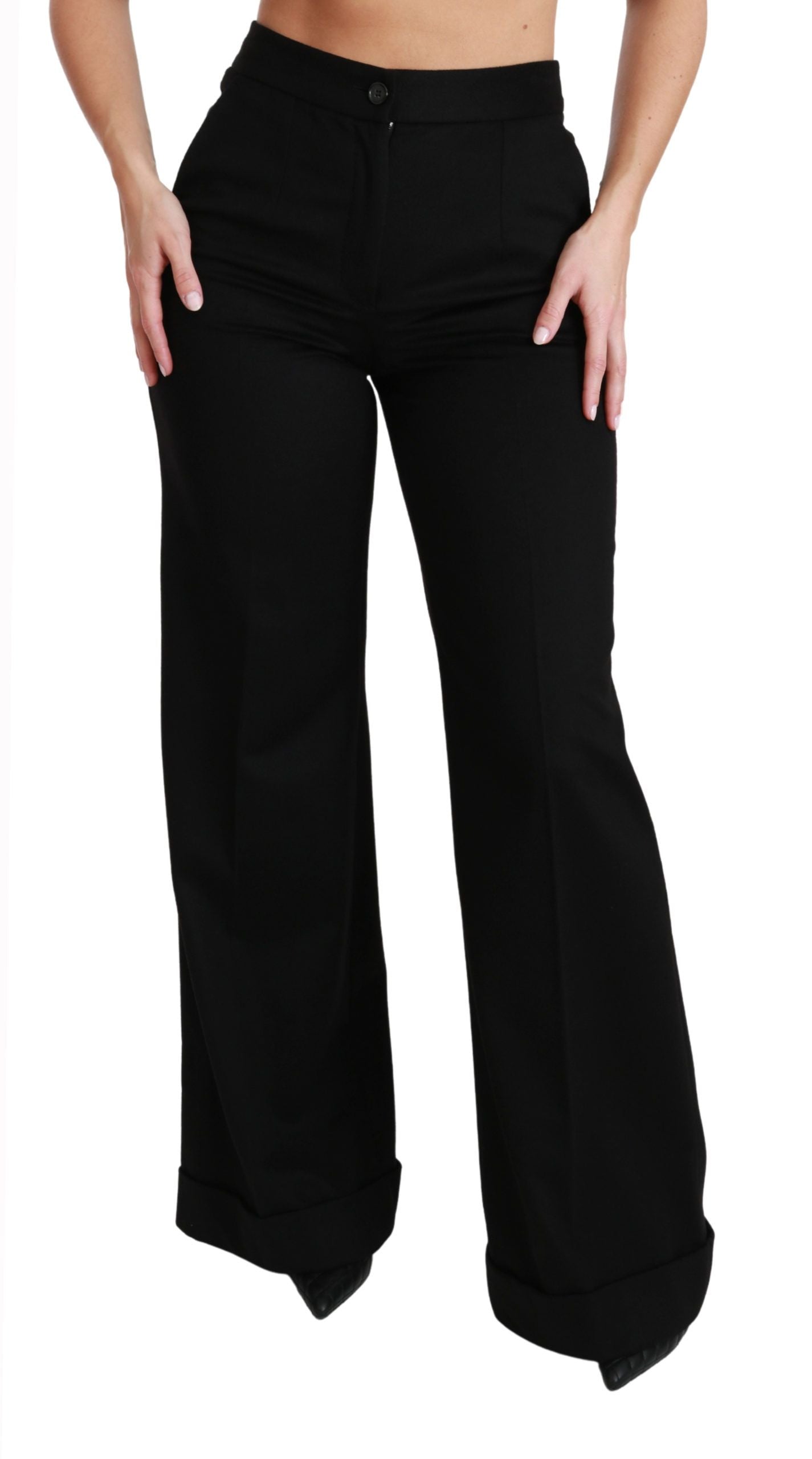 Dolce & Gabbana Elegantes pantalones acampanados de cachemir con cintura alta