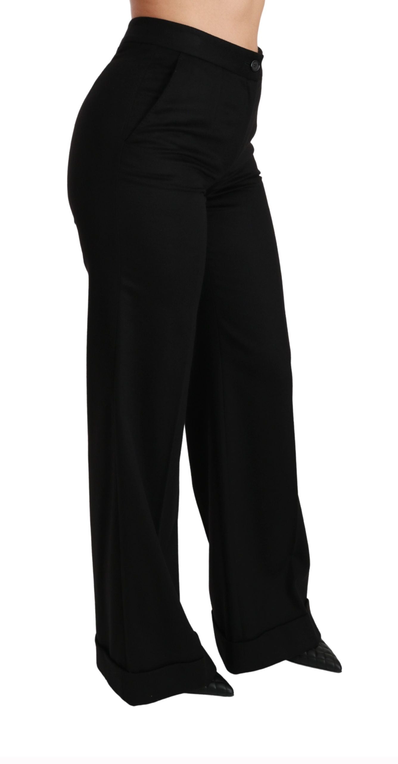 Dolce & Gabbana Elegantes pantalones acampanados de cachemir con cintura alta