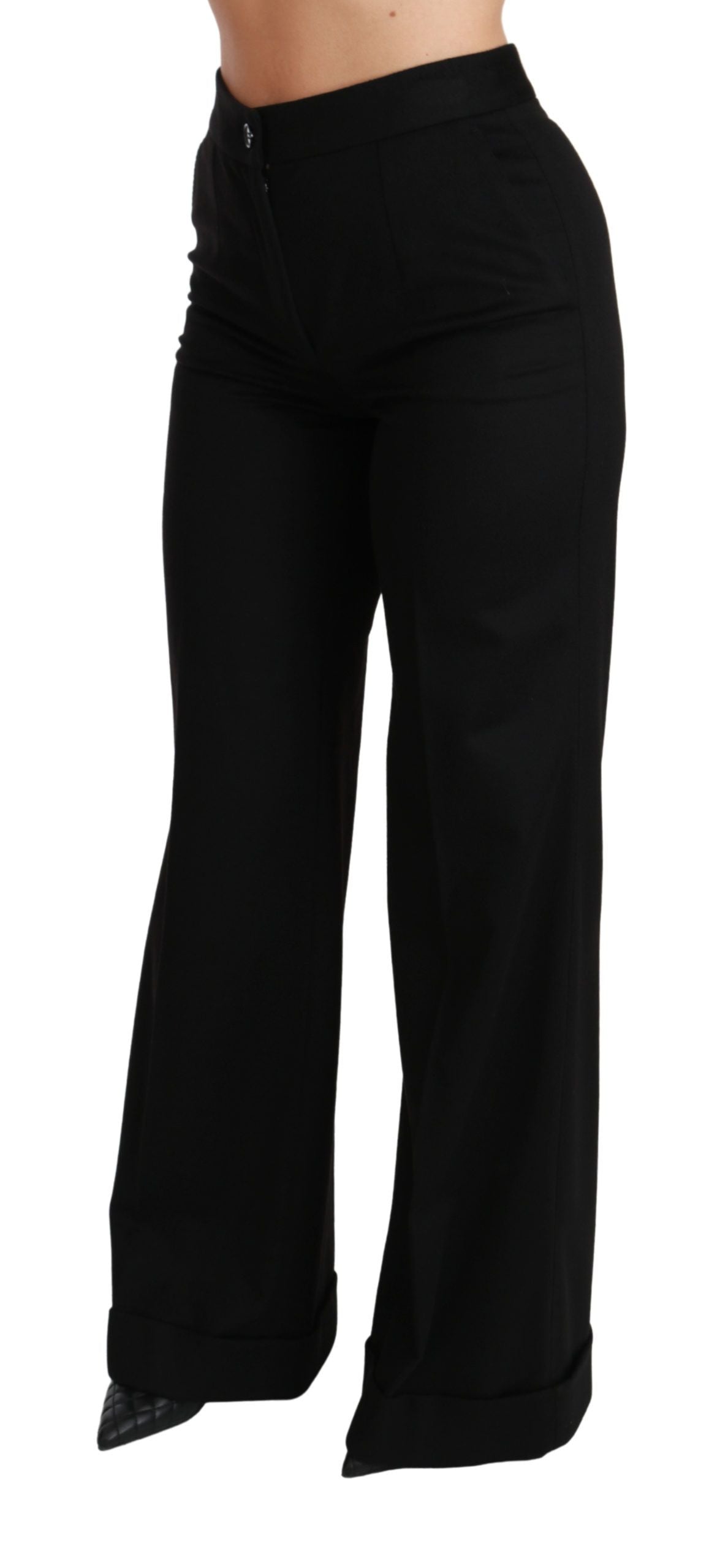 Dolce & Gabbana Elegantes pantalones acampanados de cachemir con cintura alta