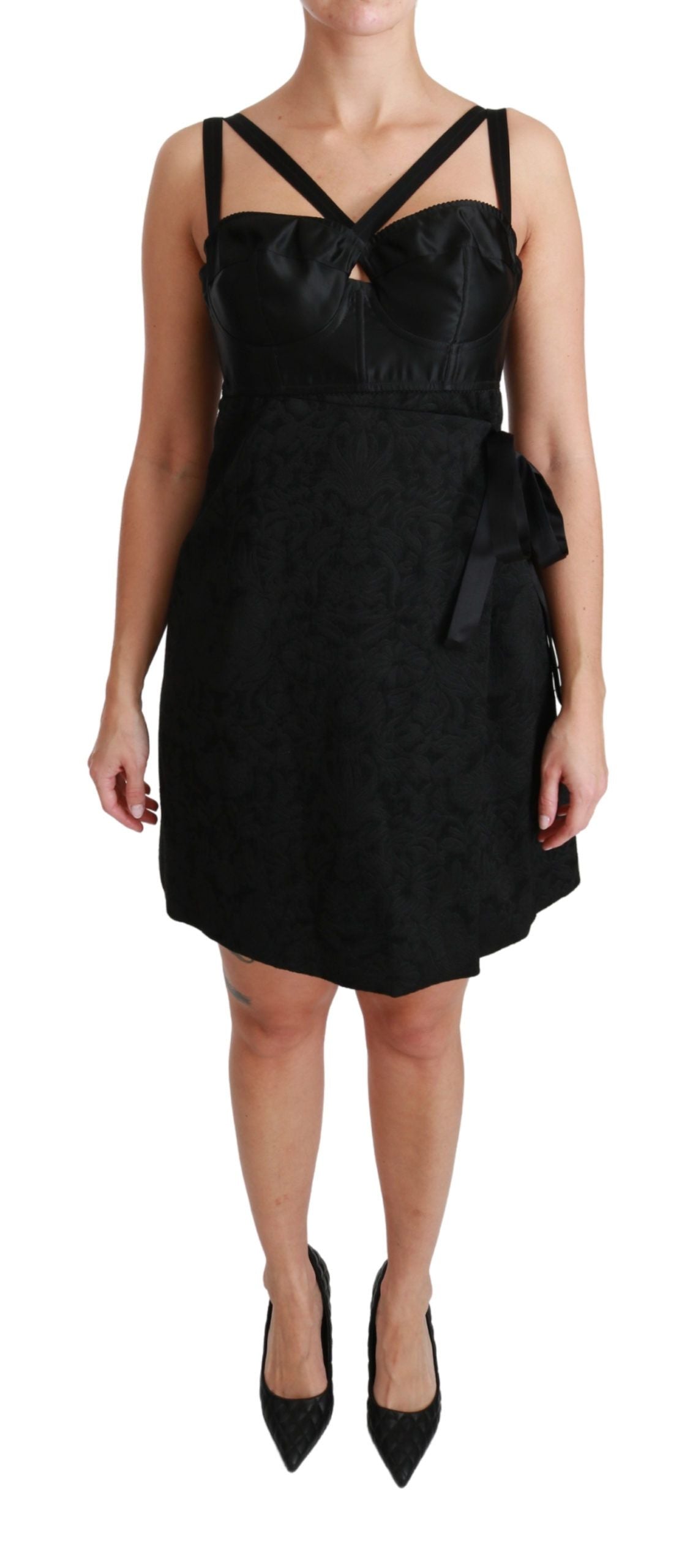 Dolce & Gabbana Elegante vestido tubo de jacquard negro
