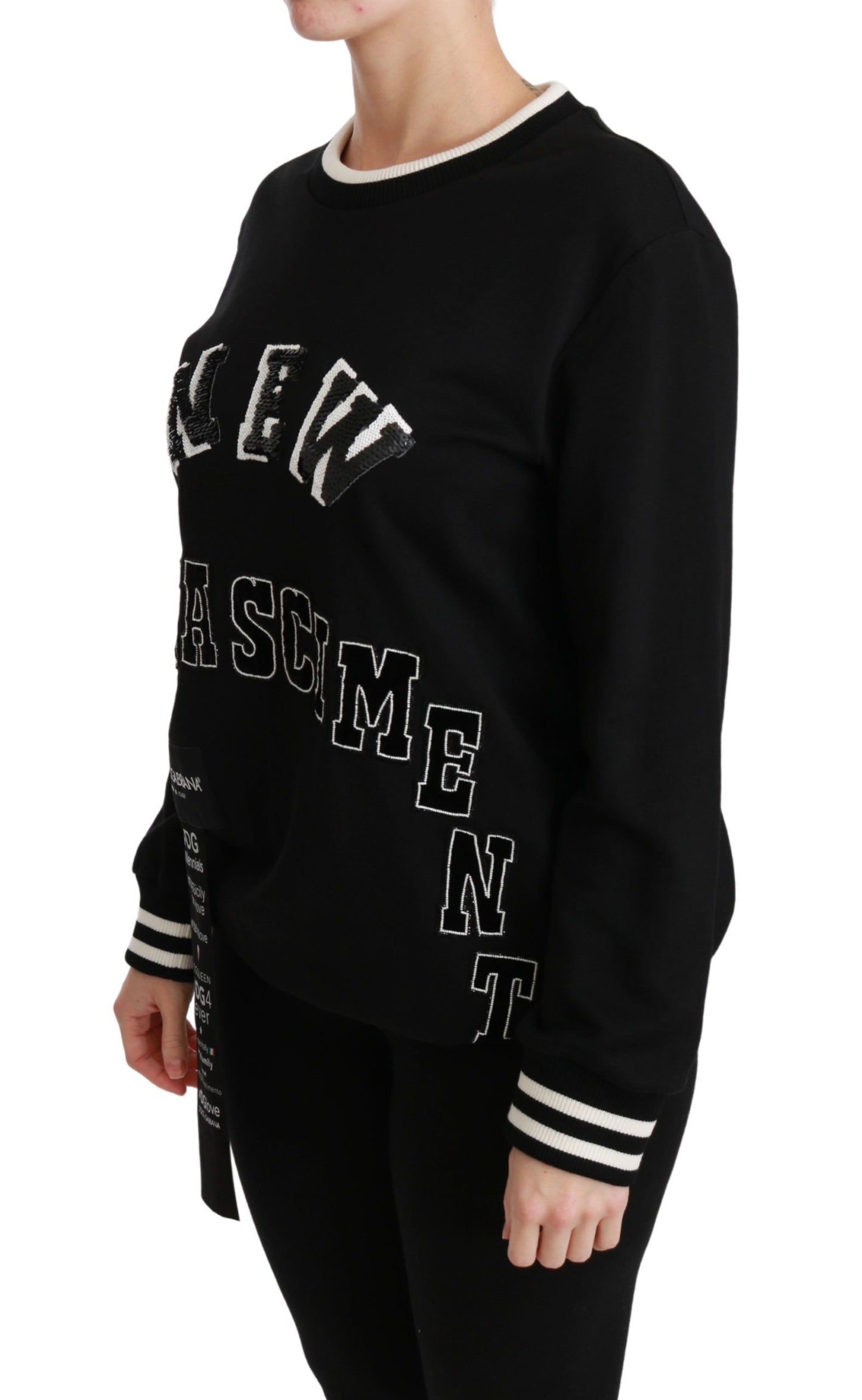 Dolce & Gabbana Jersey elegante de algodón con lentejuelas negro