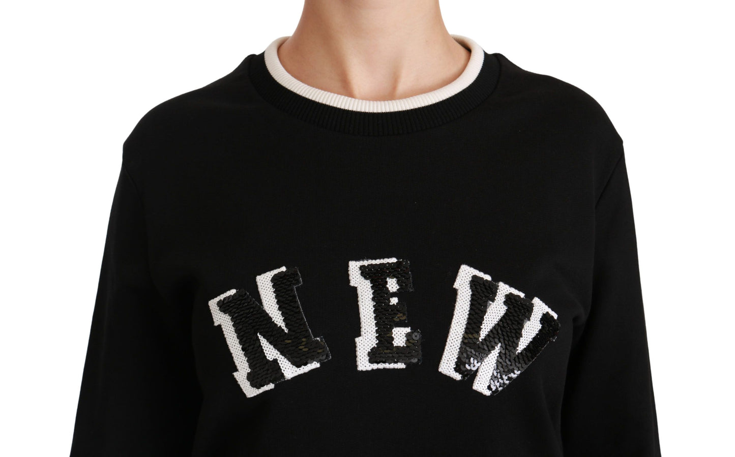 Dolce & Gabbana Jersey elegante de algodón con lentejuelas negro