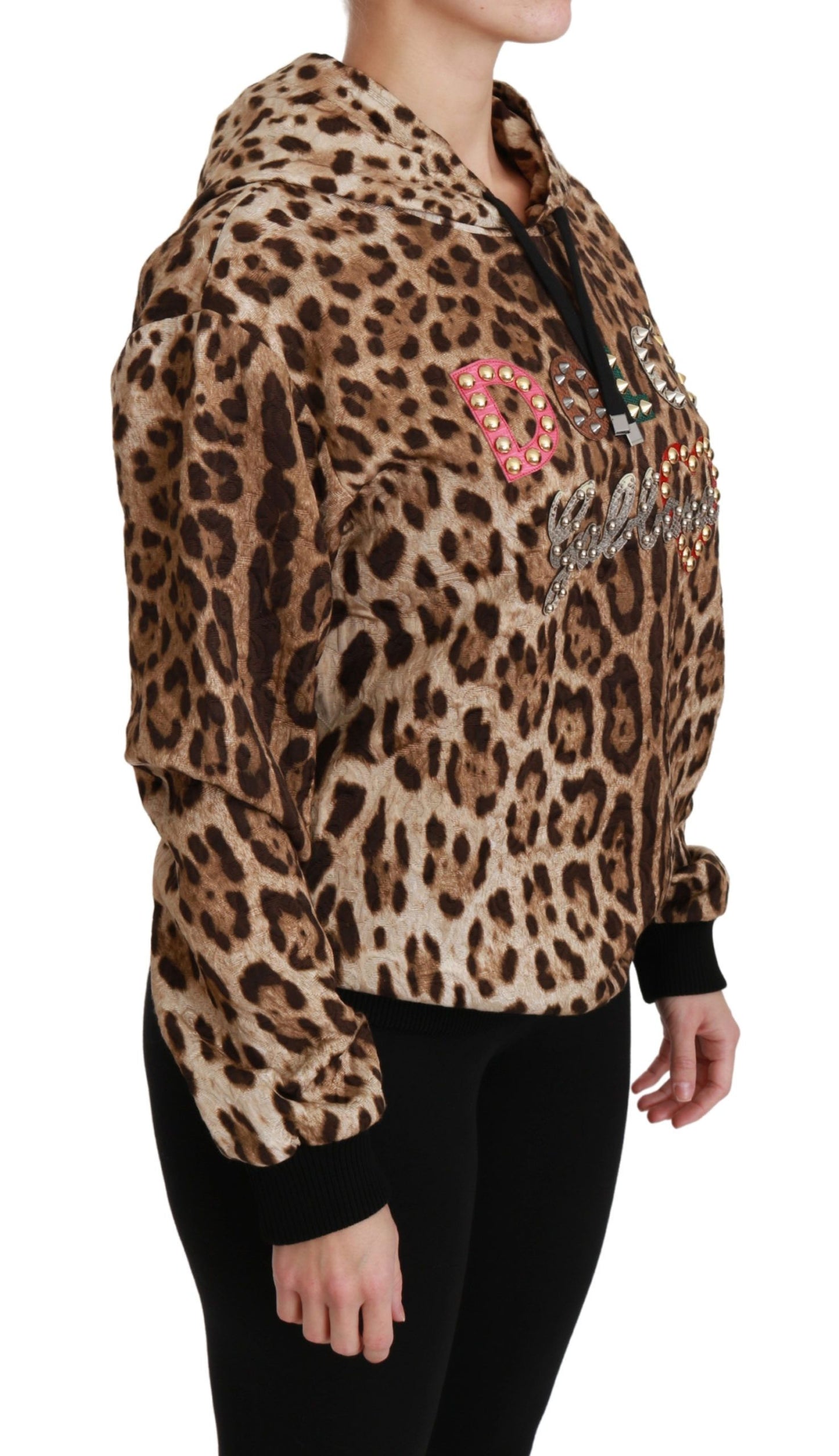 Dolce & Gabbana Elegante suéter con capucha y estampado de leopardo
