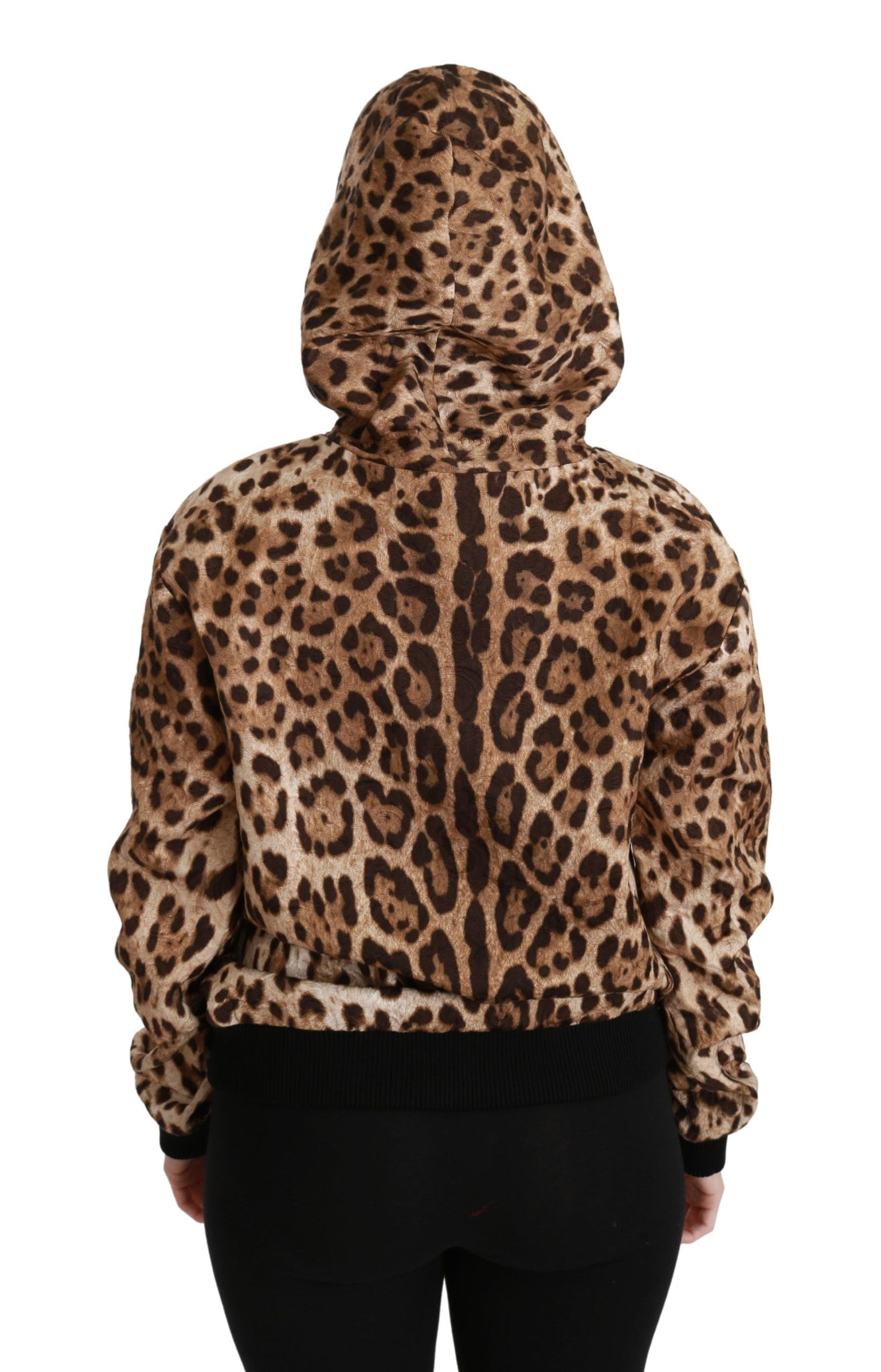 Dolce & Gabbana Elegante suéter con capucha y estampado de leopardo