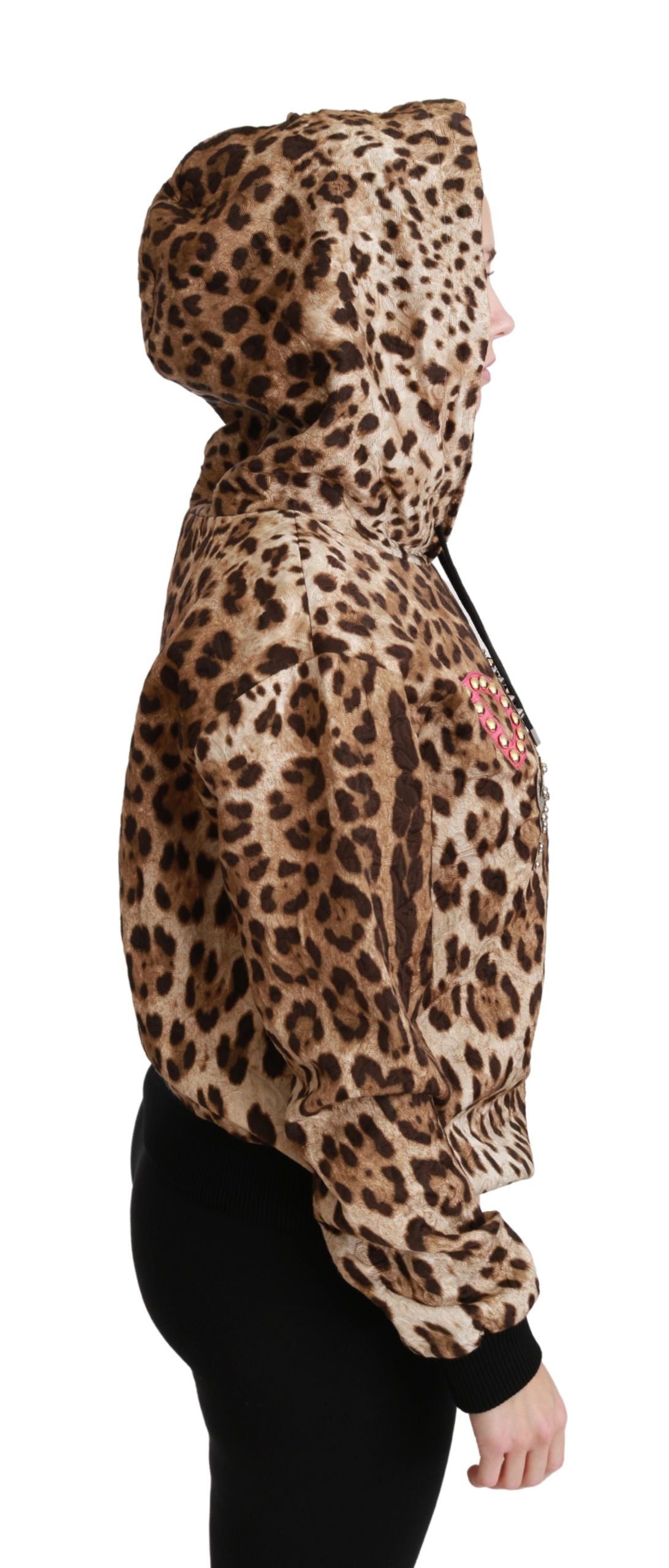 Dolce & Gabbana Elegante suéter con capucha y estampado de leopardo