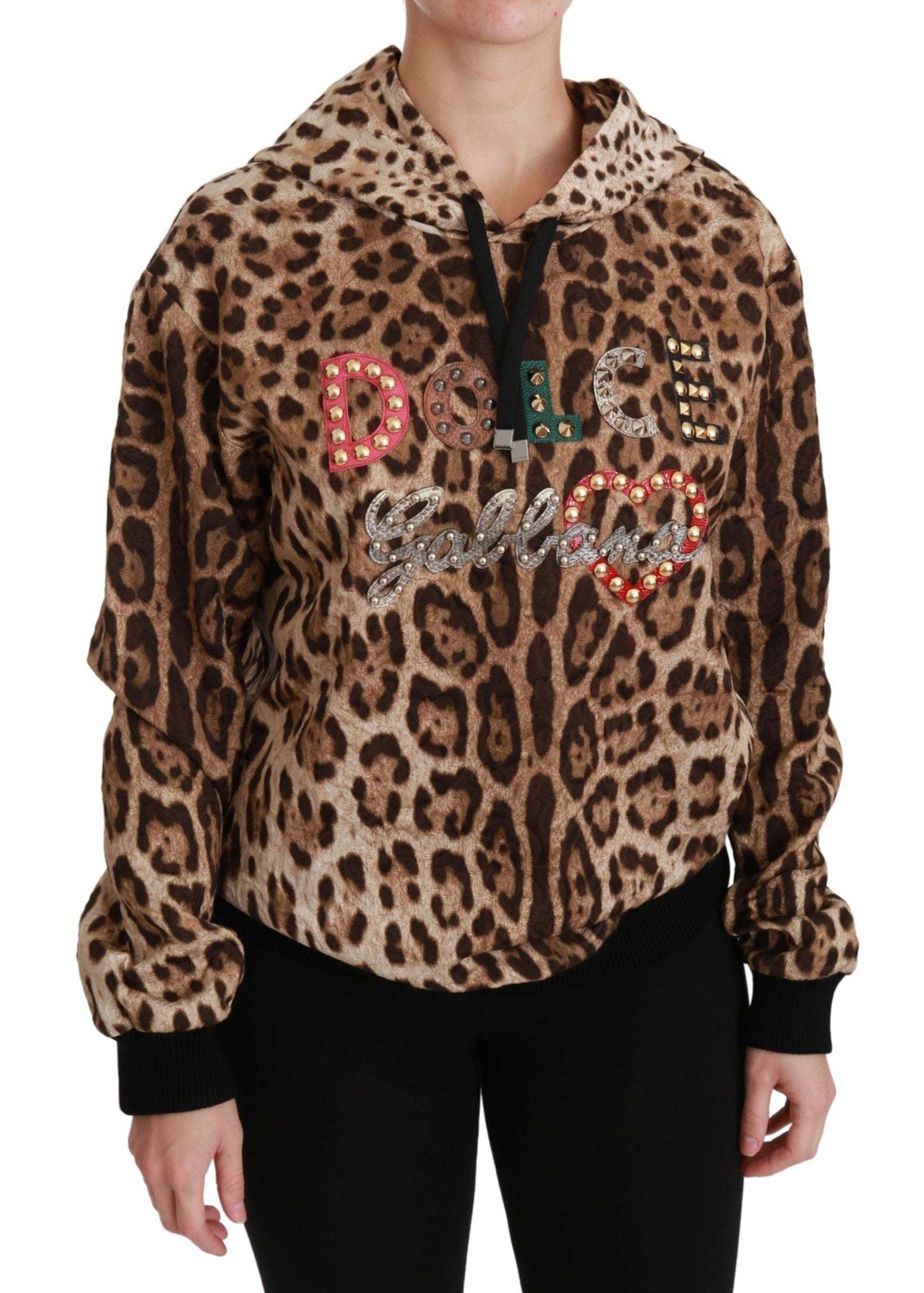 Dolce & Gabbana Elegante suéter con capucha y estampado de leopardo