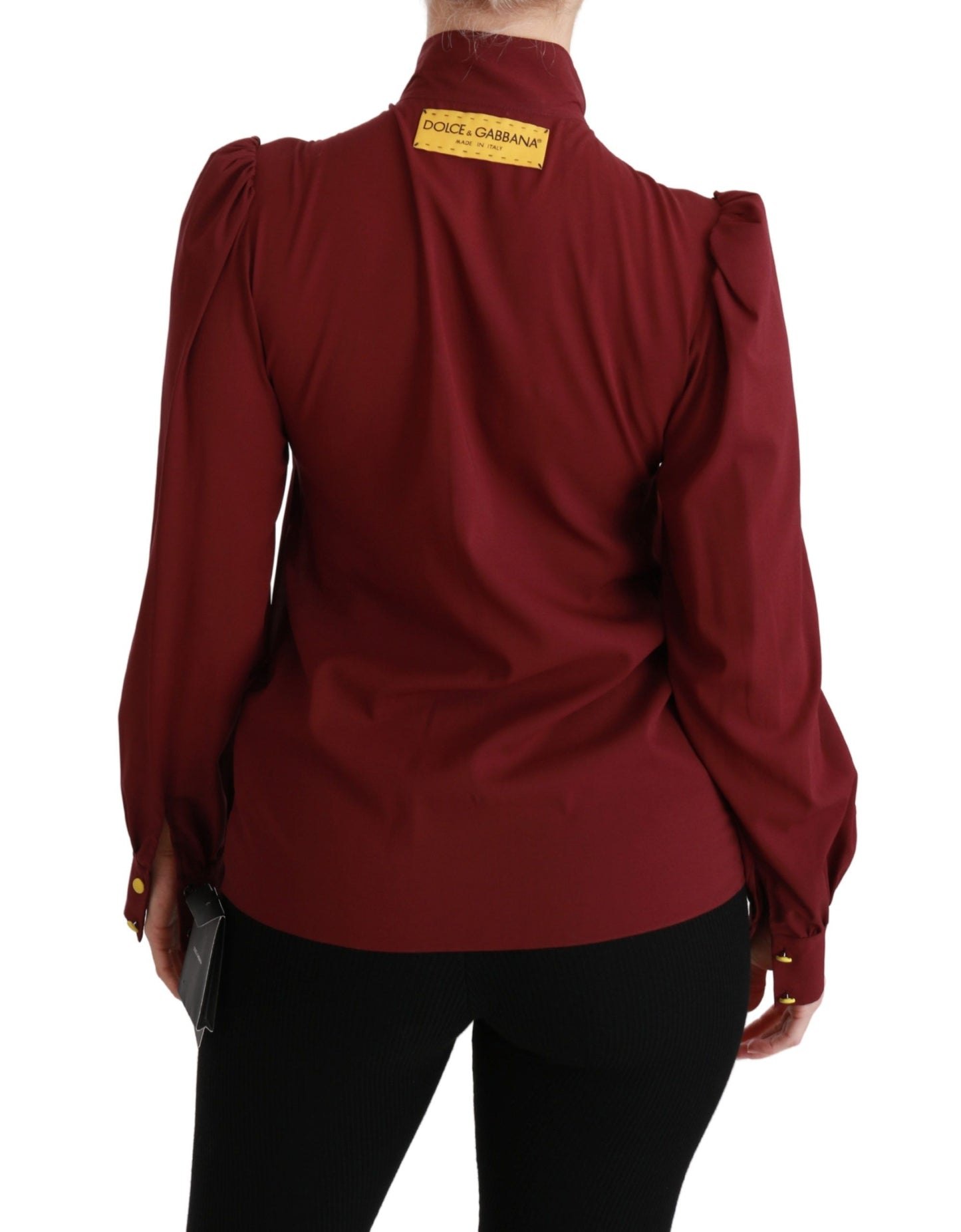 Dolce & Gabbana Elegante blusa polo en mezcla de seda granate
